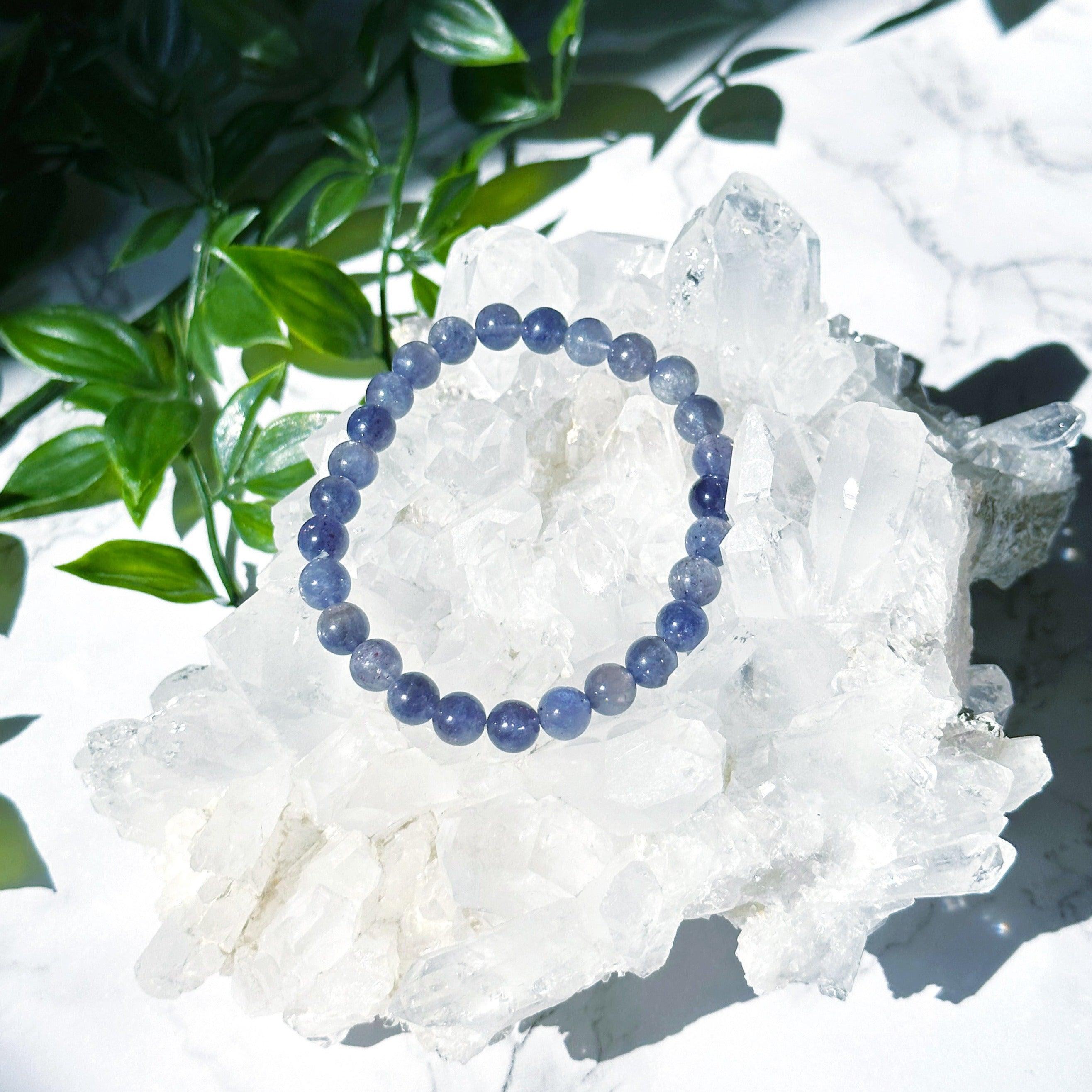 IOLITE (HIGH GRADE) 6mm - HANDMADE CRYSTAL BRACELET - 6mm, air, blue, bracelet, crystal bracelet, grief gift bundle, handmade bracelet, iolite, jewelry, leo, leo stack, market bracelet, old stock bracelet, recently added, summer vibes, Wearable - The Mineral Maven