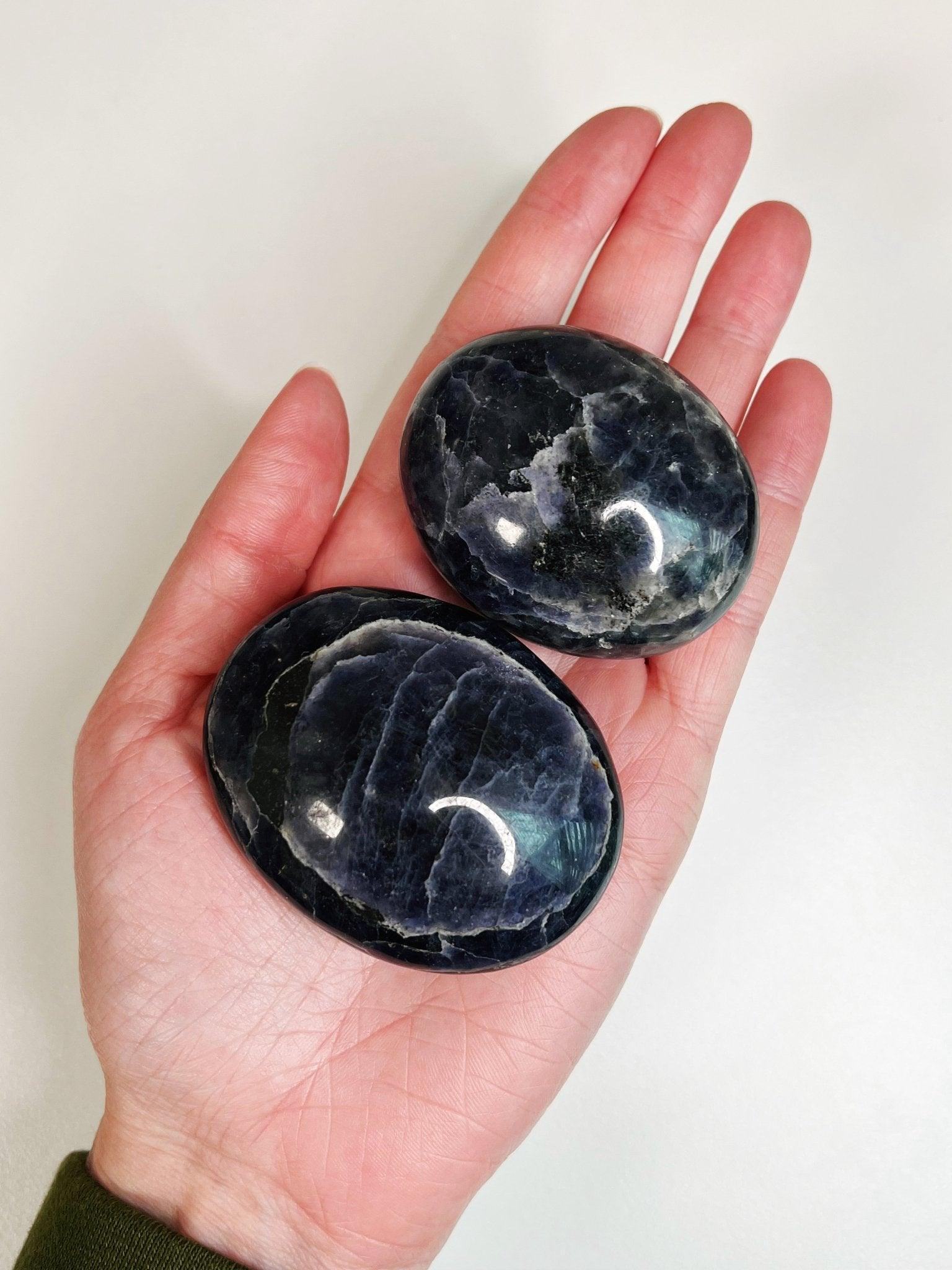 IOLITE PALM STONE - 33 bday, 444 sale, Black Friday sale, end of year sale, grief gift bundle, holiday sale, iolite, new year sale, palm stone, palmstone, tucson update - The Mineral Maven