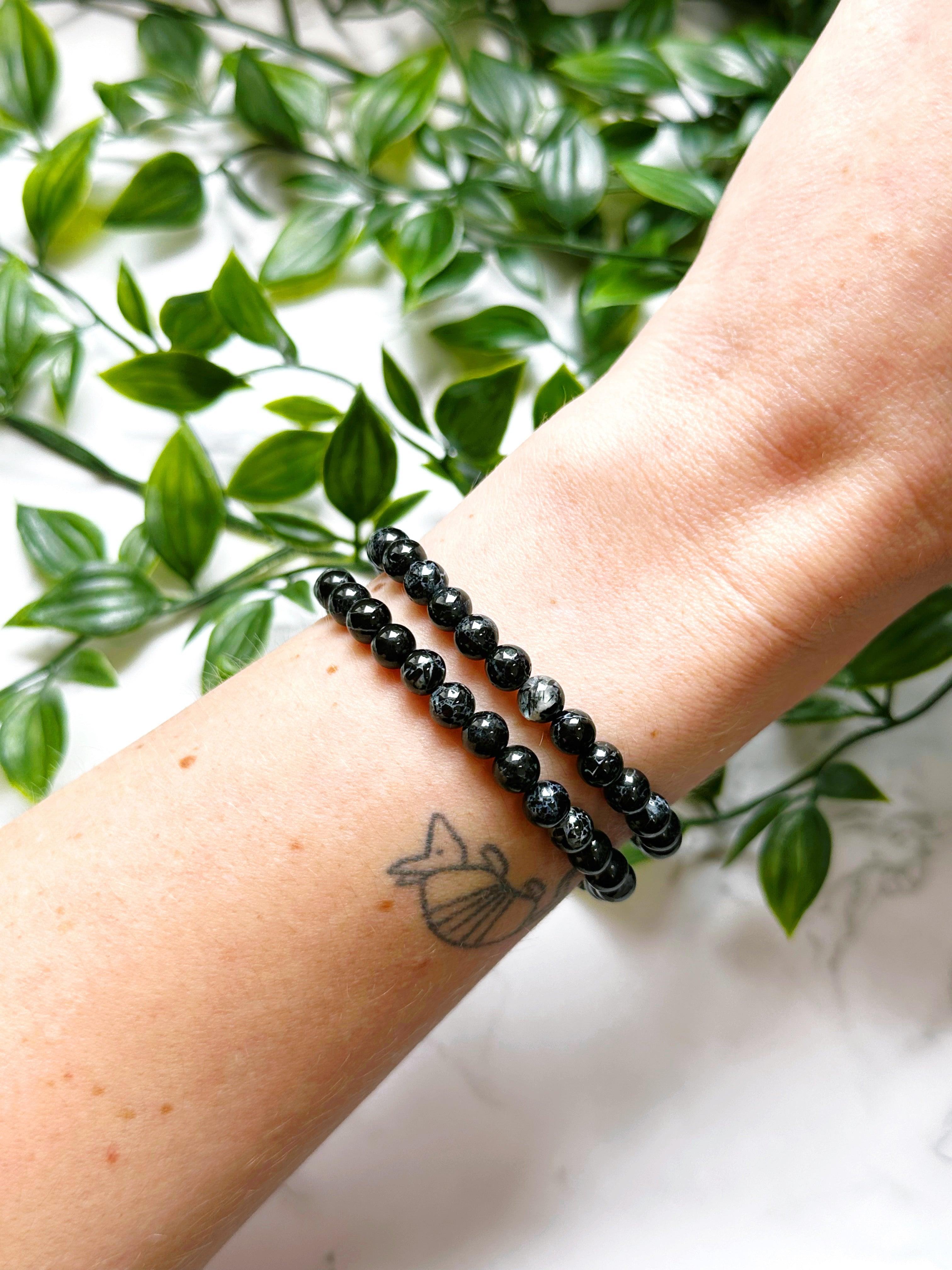 JET 4mm - HANDMADE CRYSTAL BRACELET - 4mm, black, bracelet, capricorn, capricorn stack, crystal bracelet, earth, Friday the 13th, grief gift bundle, handmade bracelet, jet, jewelry, market bracelet, protection gift bundle, recently added, Wearable - The Mineral Maven