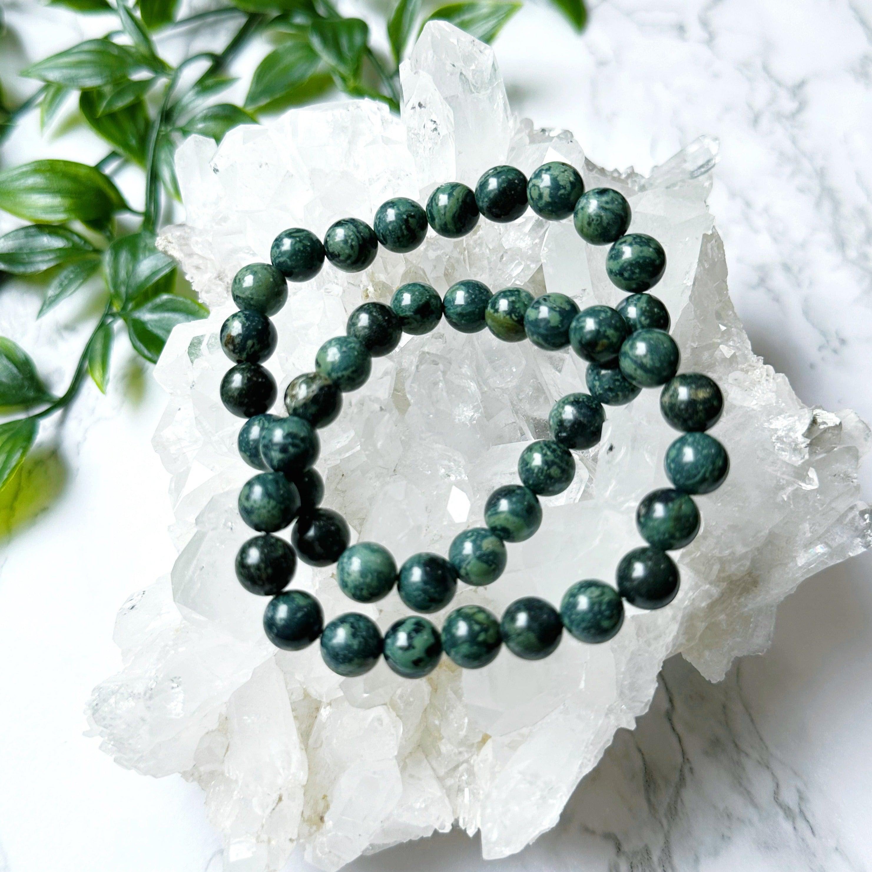 KAMBABA JASPER 8mm - HANDMADE CRYSTAL BRACELET - 8mm, bracelet, crystal bracelet, earth, green, handmade bracelet, jewelry, june wrist candy, kambaba jasper, market bracelet, recently added, summer wrist candy, Wearable - The Mineral Maven