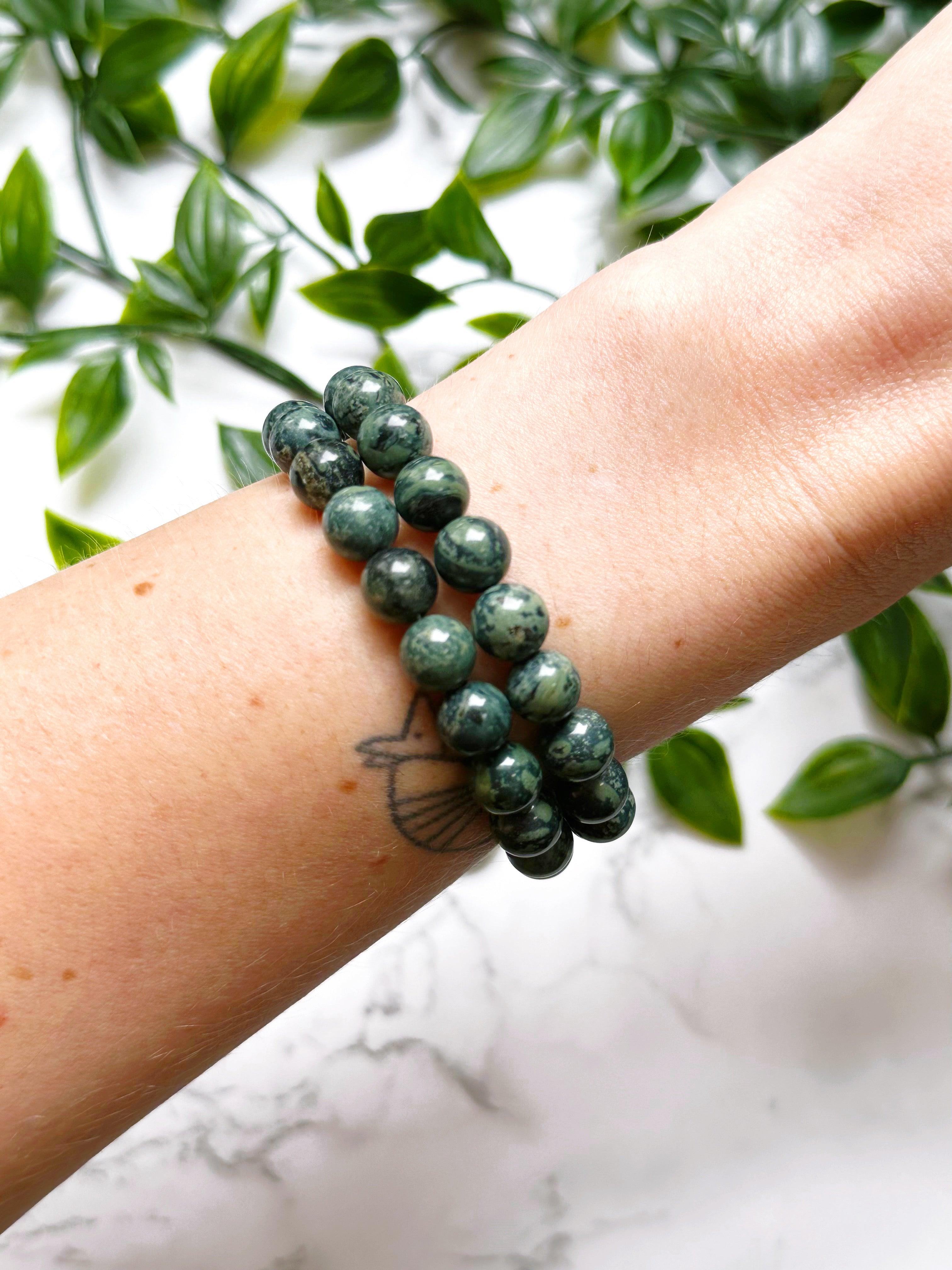 KAMBABA JASPER 8mm - HANDMADE CRYSTAL BRACELET - 8mm, bracelet, crystal bracelet, earth, green, handmade bracelet, jewelry, june wrist candy, kambaba jasper, market bracelet, recently added, summer wrist candy, Wearable - The Mineral Maven