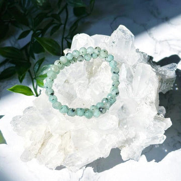KIWI JASPER (FACETED) 6mm - HANDMADE CRYSTAL BRACELET - 6mm, bracelet, crystal bracelet, faceted, green, handmade bracelet, jewelry, kiwi jasper, market bracelet, recently added, springtime, vernal vibes, Wearable - The Mineral Maven