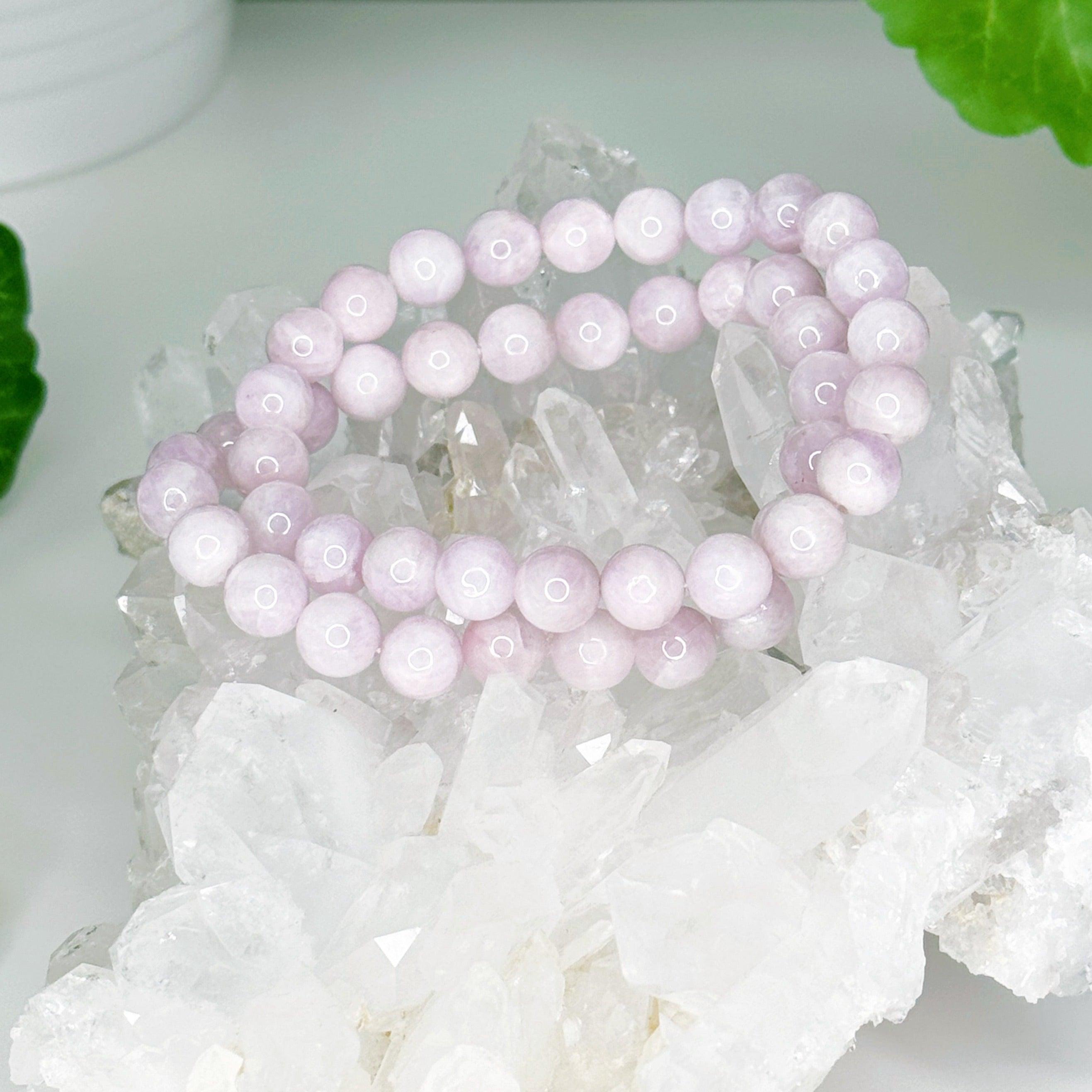 KUNZITE 8mm - HANDMADE CRYSTAL BRACELET - 8mm, bracelet, crystal bracelet, handmade bracelet, jewelry, kunzite, love gift bundle, market bracelet, pink, recently added, valentines bracelets, valentines vibes, Wearable - The Mineral Maven