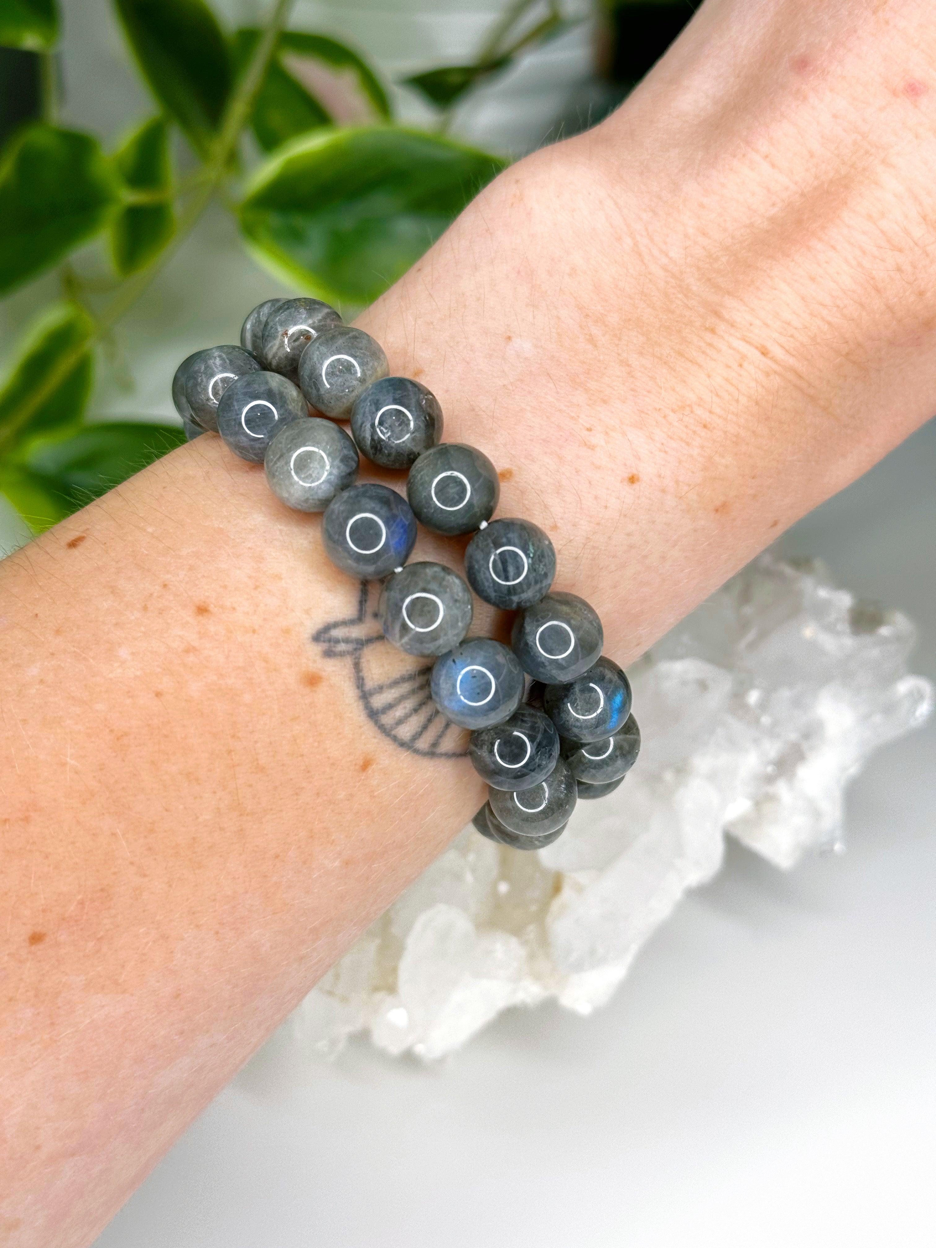 LABRADORITE 10mm - HANDMADE CRYSTAL BRACELET - 10 Dec Inventory, 10mm, 2025 vibes, air, bracelet, bracelet inventory check, cancer, crystal bracelet, Friday the 13th, grey, handmade bracelet, jewelry, June 2025 inventory check, labradorite, Leo, libra, market bracelet, mercury retrograde, pisces, sagittarius, transform gift bundle, Wearable - The Mineral Maven