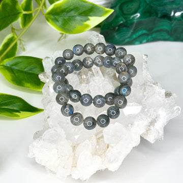 LABRADORITE 10mm - HANDMADE CRYSTAL BRACELET - 10mm, air, bracelet, cancer, crystal bracelet, Friday the 13th, grey, handmade bracelet, jewelry, labradorite, Leo, libra, market bracelet, mercury retrograde, pisces, recently added, sagittarius, Wearable - The Mineral Maven