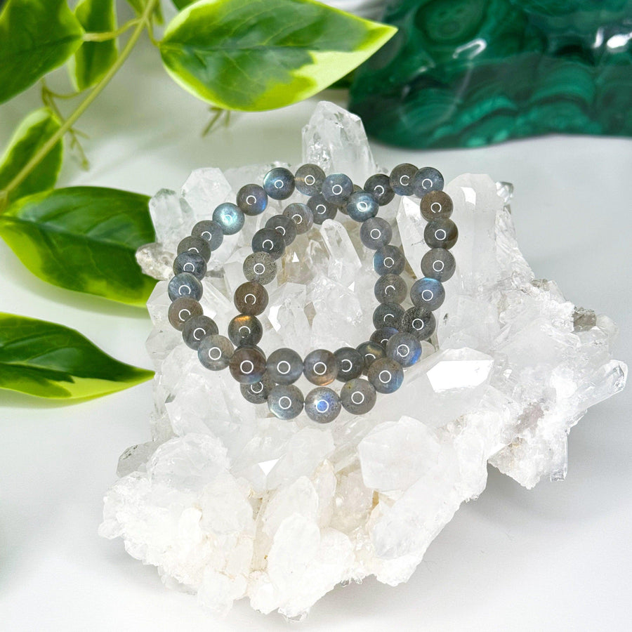 LABRADORITE 8mm - HANDMADE CRYSTAL BRACELET - 8mm, air, bracelet, cancer, crystal bracelet, Friday the 13th, grey, handmade bracelet, jewelry, labradorite, Leo, libra, market bracelet, mercury retrograde, pisces, recently added, sagittarius, Wearable - The Mineral Maven