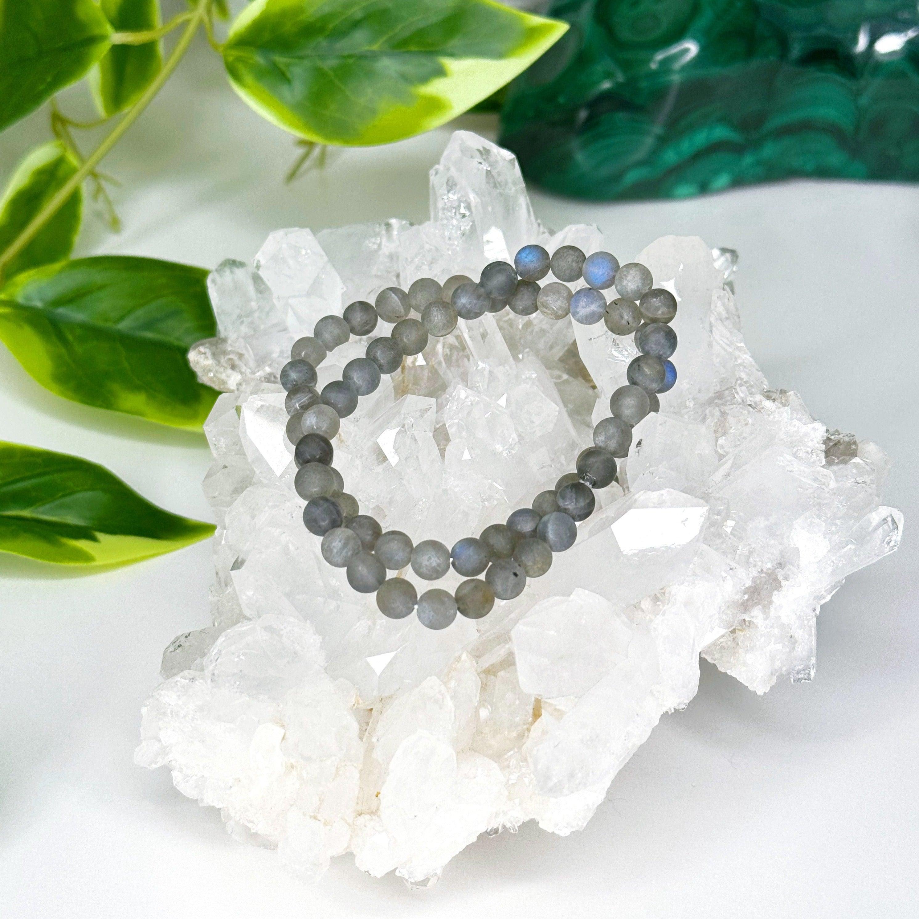 LABRADORITE (MATTE) 6mm - HANDMADE CRYSTAL BRACELET - 6mm, air, bracelet, cancer, crystal bracelet, Friday the 13th, grey, handmade bracelet, jewelry, labradorite, Leo, libra, market bracelet, matte, mercury retrograde, pisces, recently added, sagittarius, transform gift bundle, Wearable - The Mineral Maven