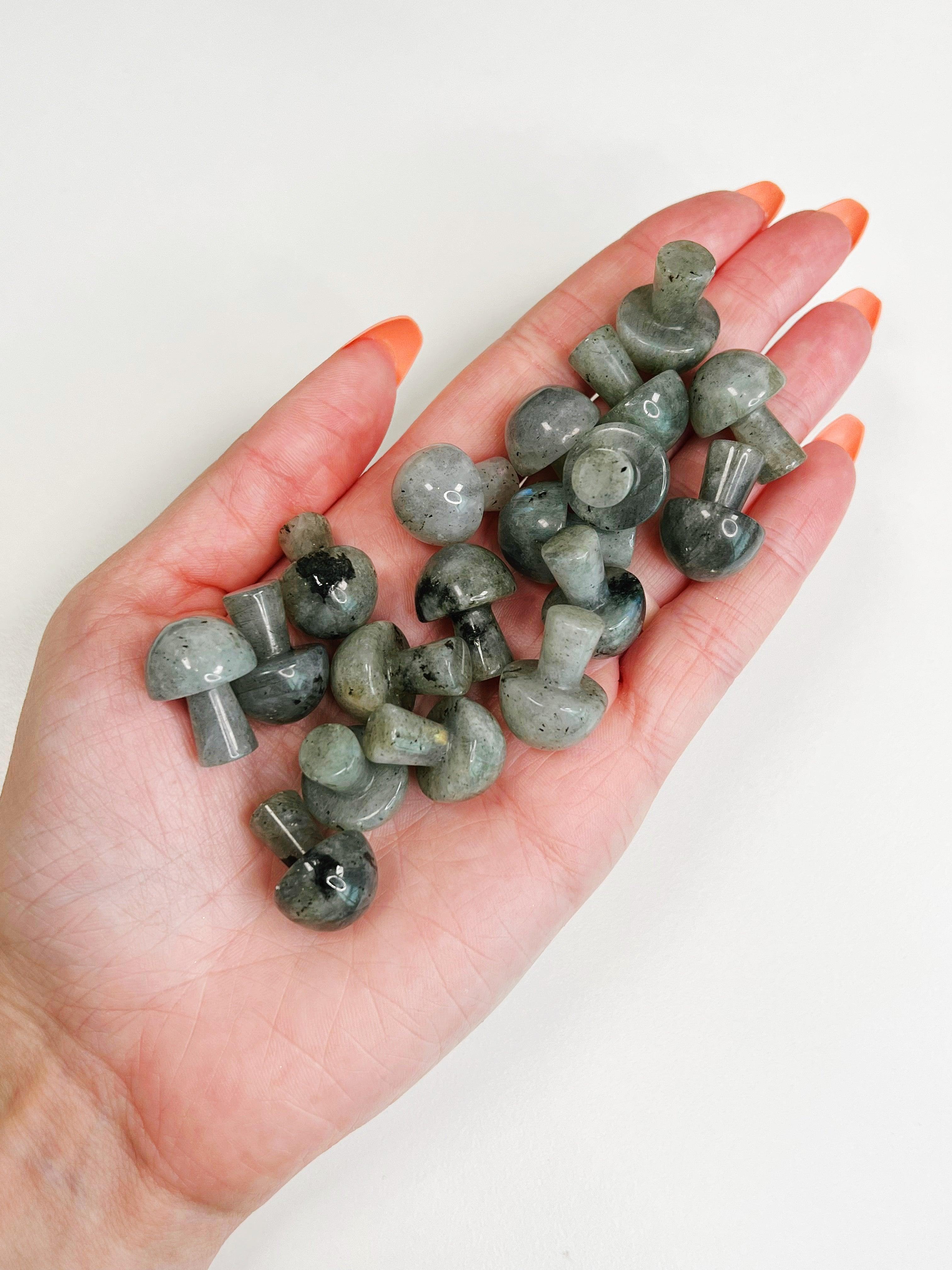 LABRADORITE MINI MUSHROOM - 2025 vibes, 33 bday, Black Friday sale, crystal mushroom, end of year sale, holiday sale, labradorite, mini mushroom, mushroom, new year sale, pocket crystal, pocket crystals, pocket stone, protection gift bundle, transform gift bundle - The Mineral Maven