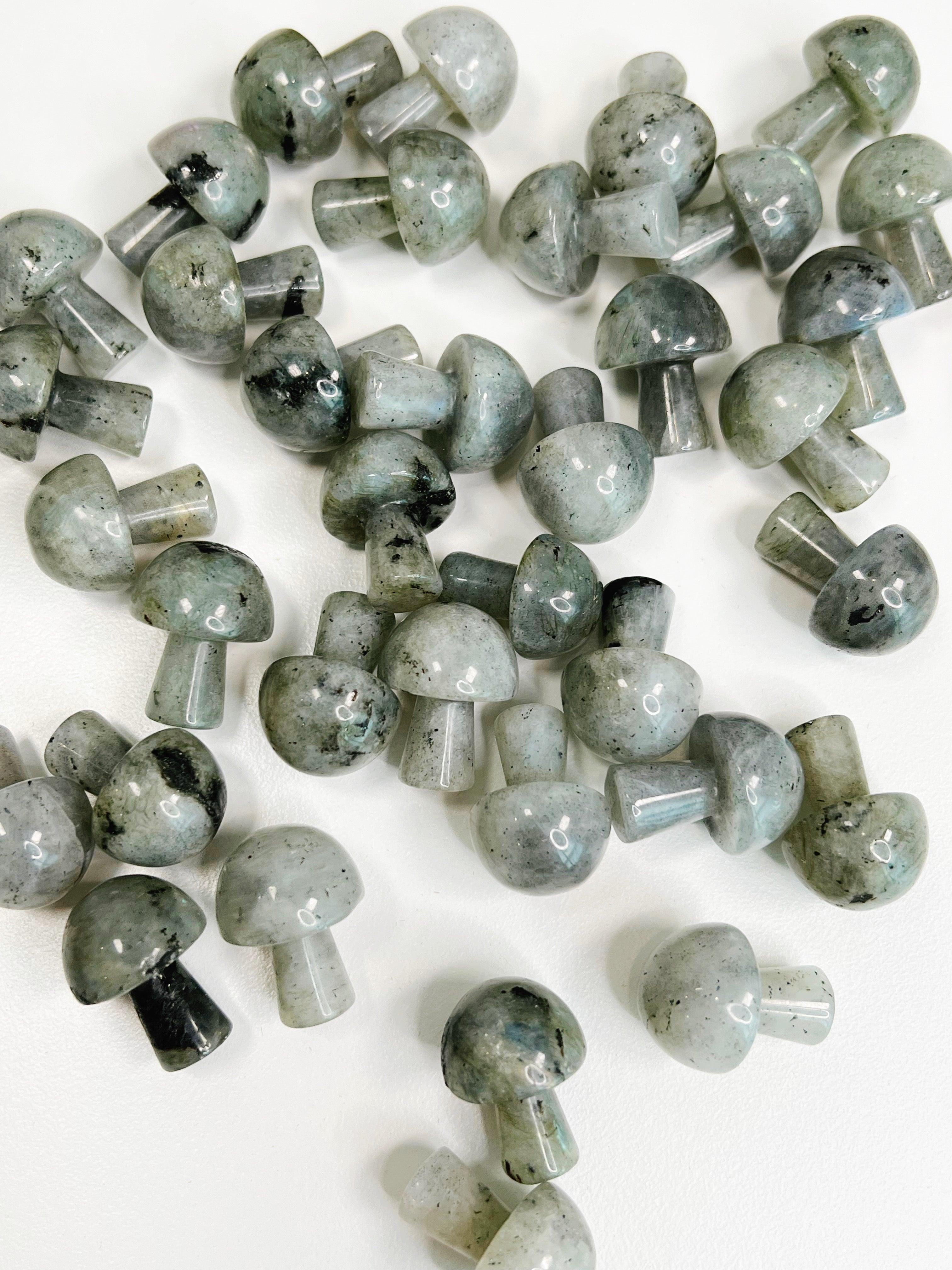 LABRADORITE MINI MUSHROOM - 2025 vibes, 33 bday, Black Friday sale, crystal mushroom, end of year sale, holiday sale, labradorite, mini mushroom, mushroom, new year sale, pocket crystal, pocket crystals, pocket stone, protection gift bundle, transform gift bundle - The Mineral Maven