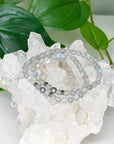 LABRADORITE + MUONIONALUSTA METEORITE 5mm - HANDMADE CRYSTAL BRACELET - 5mm, 6th anniversary, air, bracelet, cancer, crystal bracelet, grey, handmade bracelet, jewelry, labradorite, Leo, libra, market bracelet, mercury retrograde, meteorite, muonionalusta meteorite, pisces, sagittarius, Wearable - The Mineral Maven