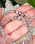 LABRADORITE + MUONIONALUSTA METEORITE 5mm - HANDMADE CRYSTAL BRACELET - 5mm, 6th anniversary, air, bracelet, cancer, crystal bracelet, grey, handmade bracelet, jewelry, labradorite, Leo, libra, market bracelet, mercury retrograde, meteorite, muonionalusta meteorite, pisces, sagittarius, Wearable - The Mineral Maven
