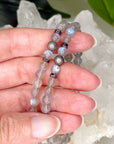 LABRADORITE + MUONIONALUSTA METEORITE 5mm - HANDMADE CRYSTAL BRACELET - 5mm, 6th anniversary, air, bracelet, cancer, crystal bracelet, grey, handmade bracelet, jewelry, labradorite, Leo, libra, market bracelet, mercury retrograde, meteorite, muonionalusta meteorite, pisces, sagittarius, Wearable - The Mineral Maven