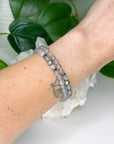 LABRADORITE + MUONIONALUSTA METEORITE 5mm - HANDMADE CRYSTAL BRACELET - 5mm, 6th anniversary, air, bracelet, cancer, crystal bracelet, grey, handmade bracelet, jewelry, labradorite, Leo, libra, market bracelet, mercury retrograde, meteorite, muonionalusta meteorite, pisces, sagittarius, Wearable - The Mineral Maven