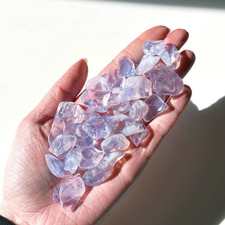 'LAVENDER MOON' QUARTZ TUMBLE - joy gift bundle, lavender moon quartz, lavender quartz, love gift bundle, moon quartz, pocket crystal, pocket crystals, pocket stone, quartz, recently added, tumble, tumbled stone, tumbles - The Mineral Maven