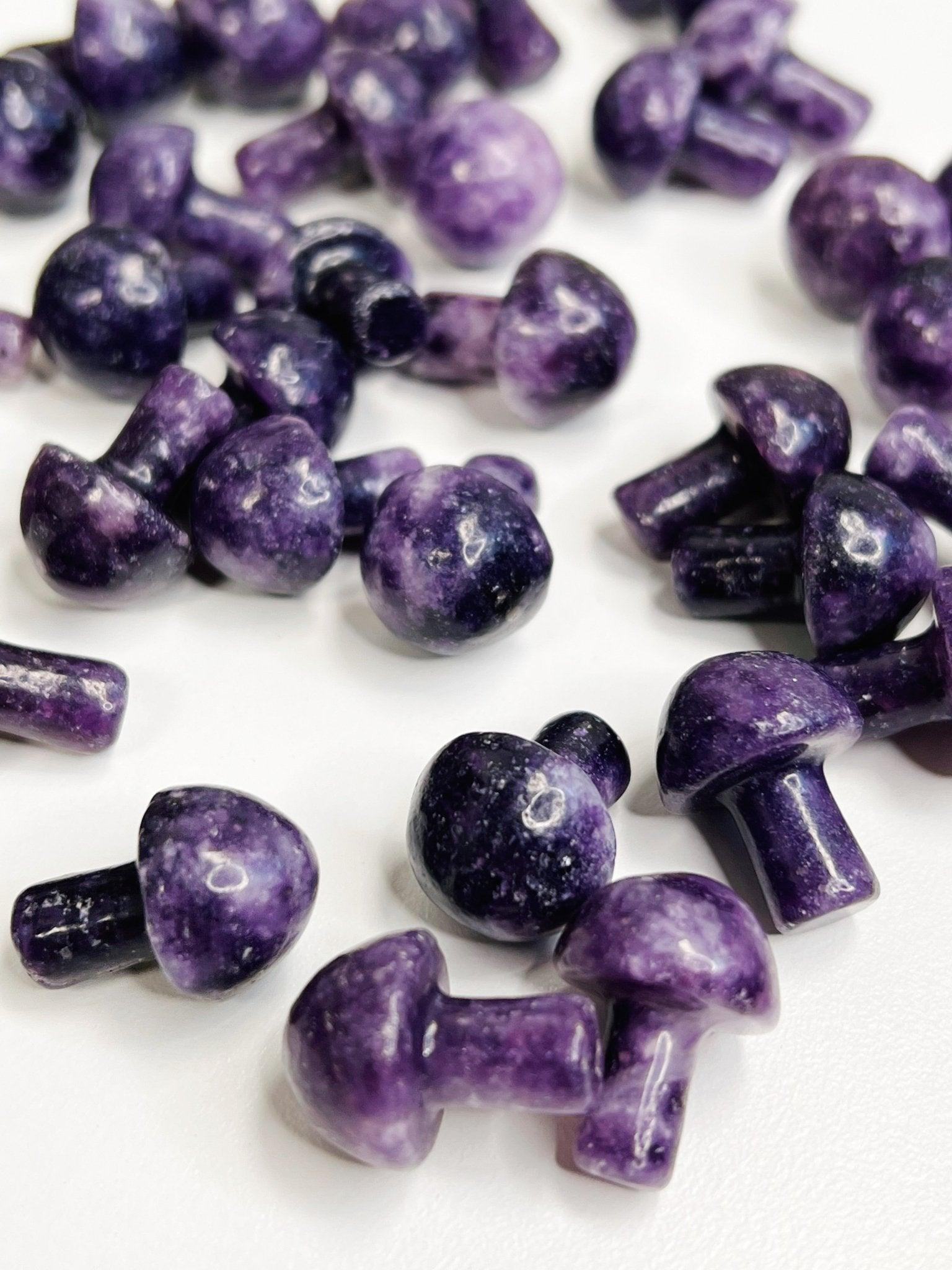 LEPIDOLITE MINI MUSHROOM - 33 bday, 444 sale, Black Friday sale, crystal mushroom, emotional support, end of year sale, grief gift bundle, holiday sale, lepidolite, mini mushroom, mushroom, new year sale, pocket crystal, pocket stone, polished, spring equinox - The Mineral Maven