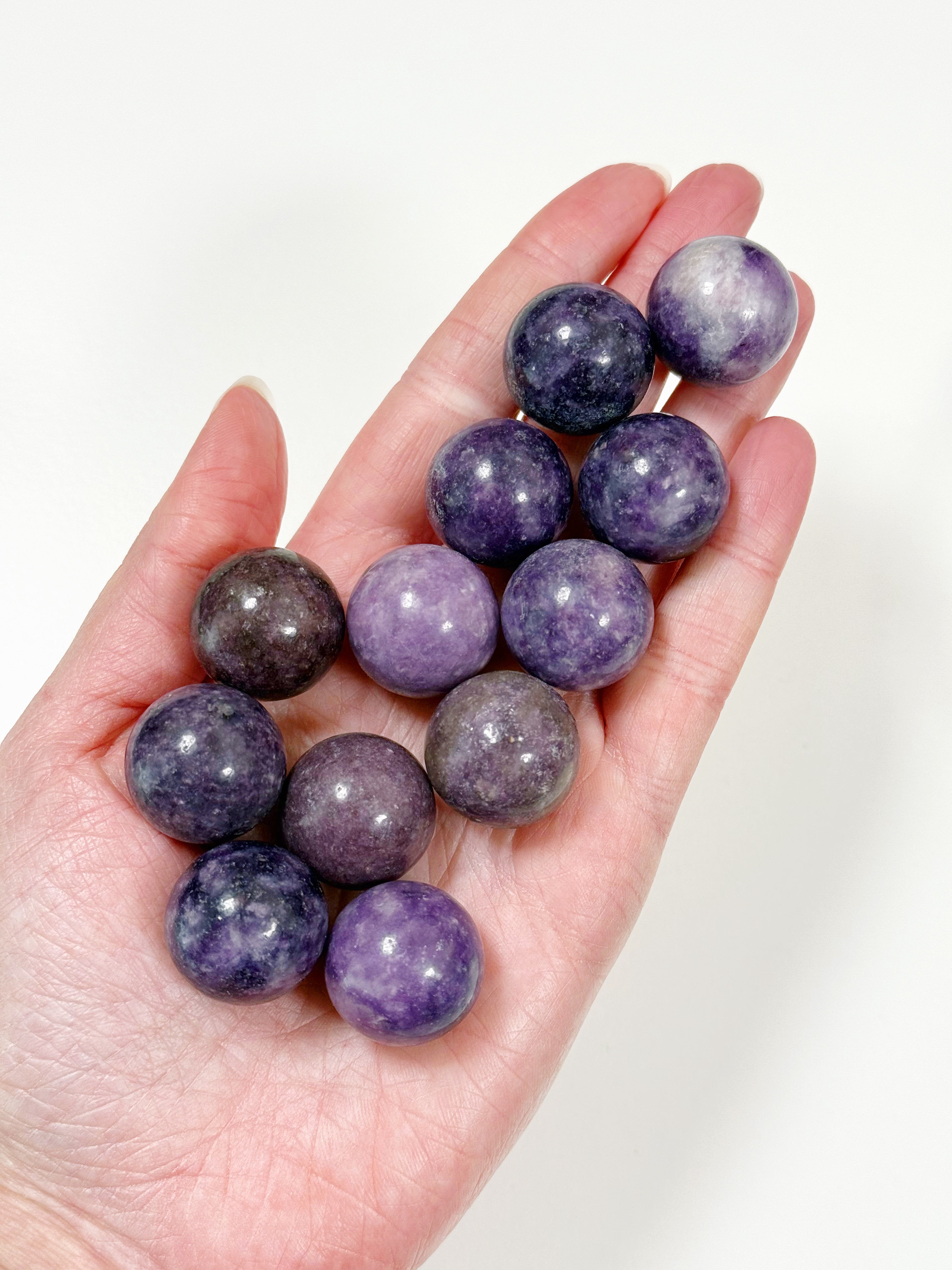 LEPIDOLITE MINI SPHERE - 6th anniversary, lepidolite, mini sphere, pocket crystal, pocket crystals, pocket stone, polished, polished stone, sphere - The Mineral Maven
