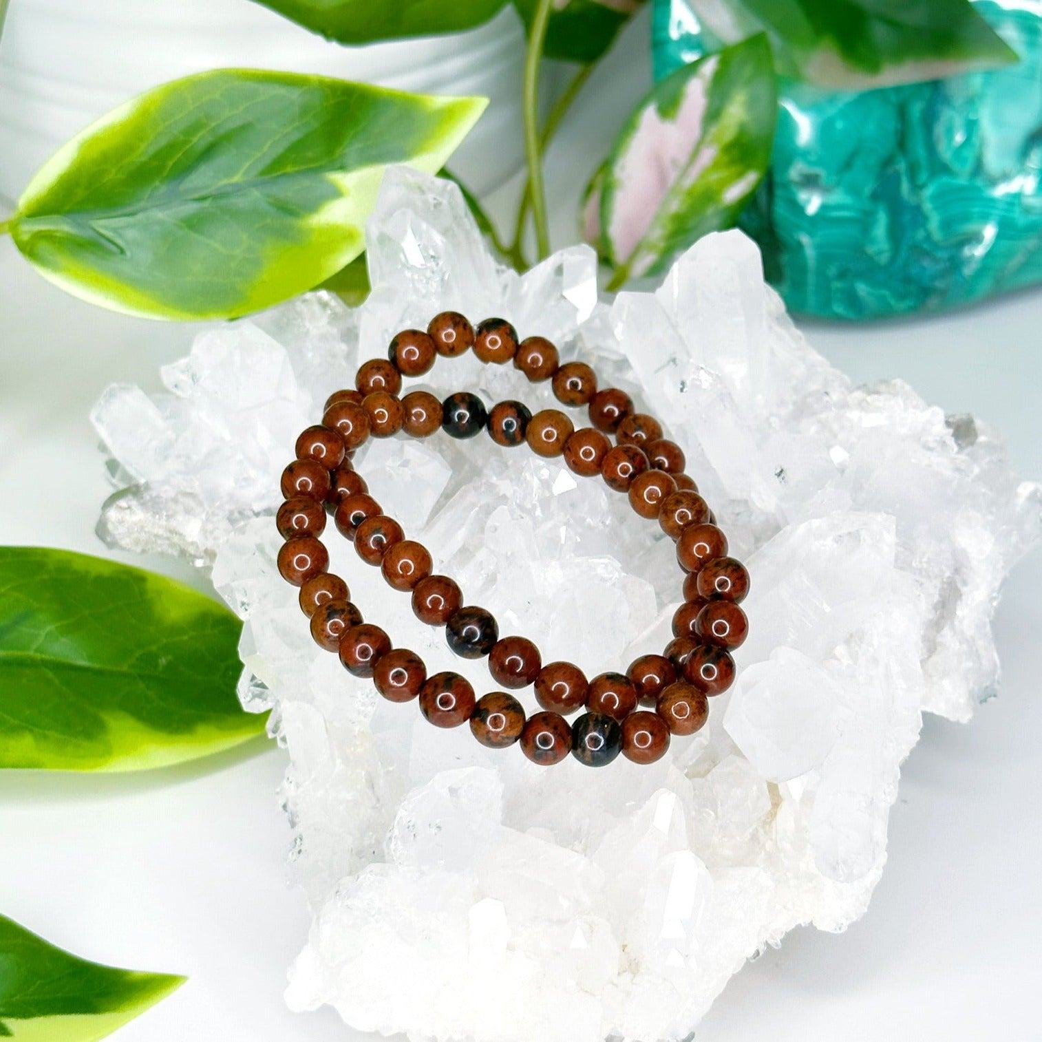 MAHOGANY OBSIDIAN 6mm - HANDMADE CRYSTAL BRACELET - 6mm, august 2025 restock, black, bracelet, brown, crystal bracelet, earth, handmade bracelet, jewelry, libra, mahogany obsidian, obsidian, Wearable - The Mineral Maven
