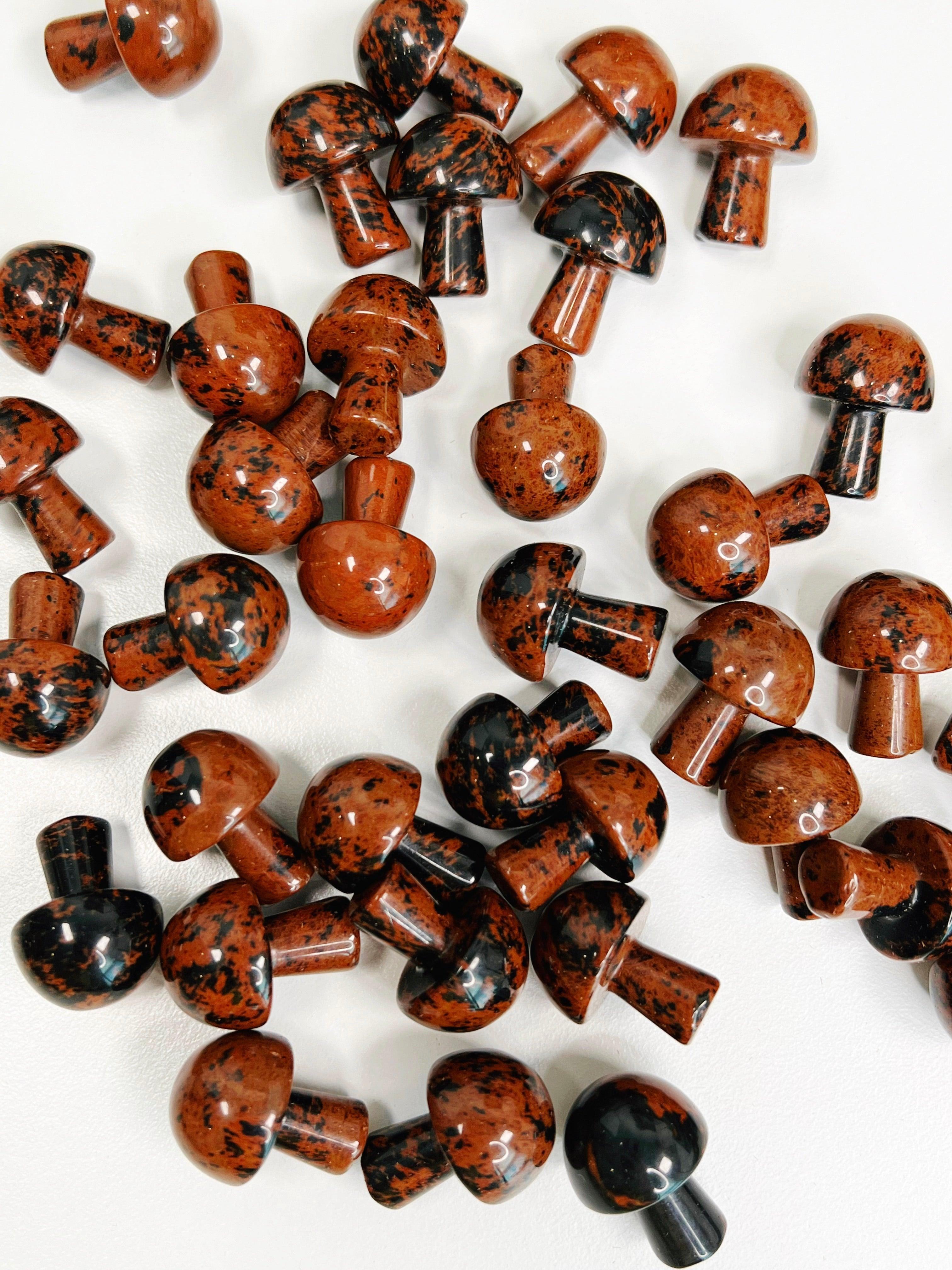 MAHOGANY OBSIDIAN MINI MUSHROOM - 33 bday, Black Friday sale, crystal mushroom, end of year sale, holiday sale, mahogany obsidian, mini mushroom, mushroom, new year sale, pocket crystal, pocket crystals, pocket stone, protection gift bundle - The Mineral Maven