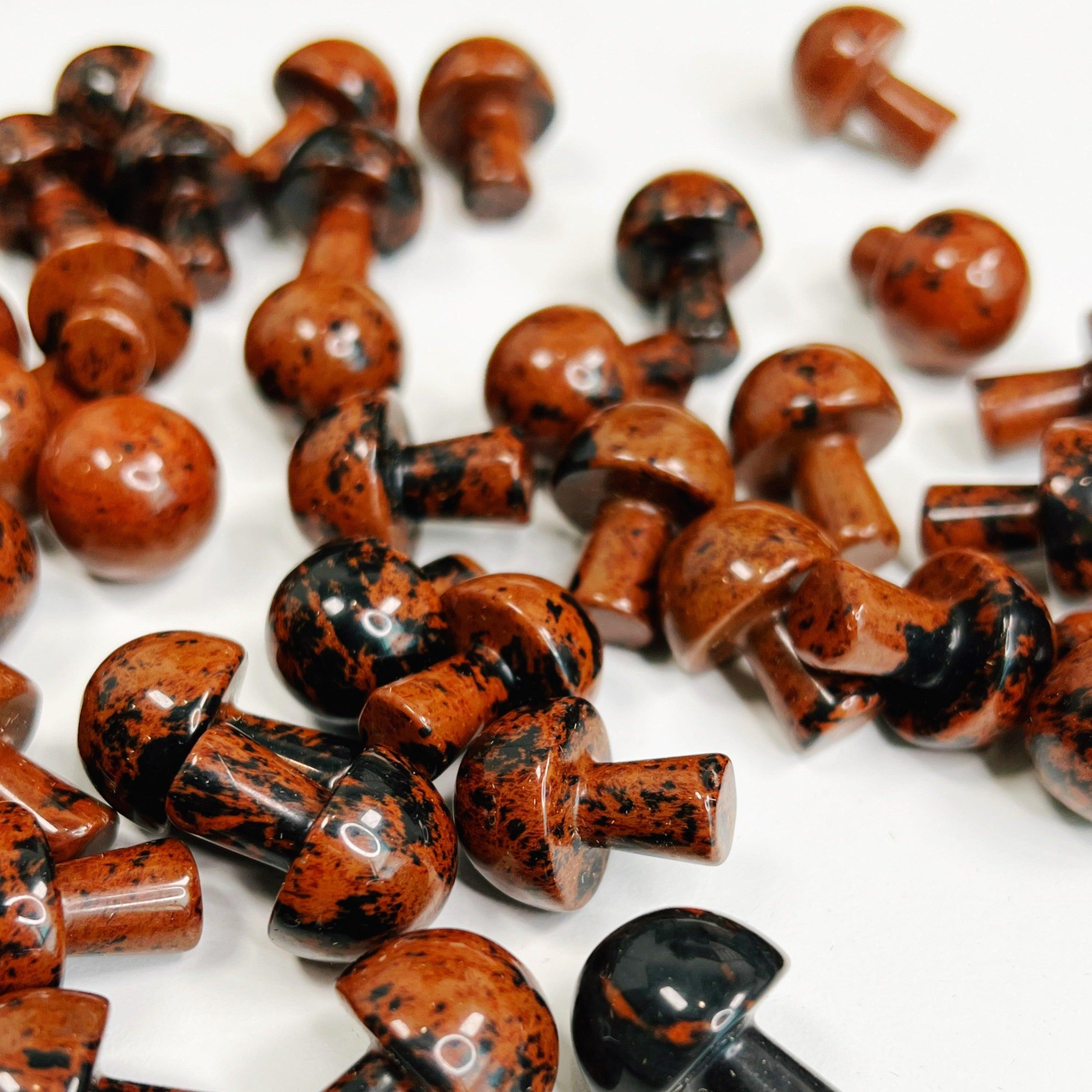 MAHOGANY OBSIDIAN MINI MUSHROOM - 33 bday, Black Friday sale, crystal mushroom, end of year sale, holiday sale, mahogany obsidian, mini mushroom, mushroom, new year sale, pocket crystal, pocket crystals, pocket stone, protection gift bundle - The Mineral Maven