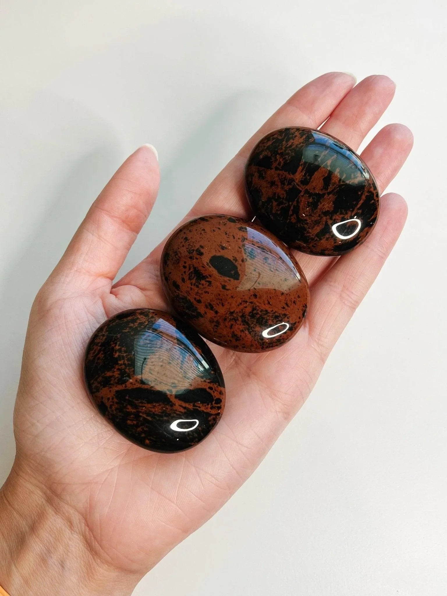 MAHOGANY OBSIDIAN PALM STONE - 33 bday, 444 sale, end of year sale, flash sale, holiday sale, mahogany obsidian, new year sale, obsidian, palm, palm stone, polished, protection gift bundle - The Mineral Maven