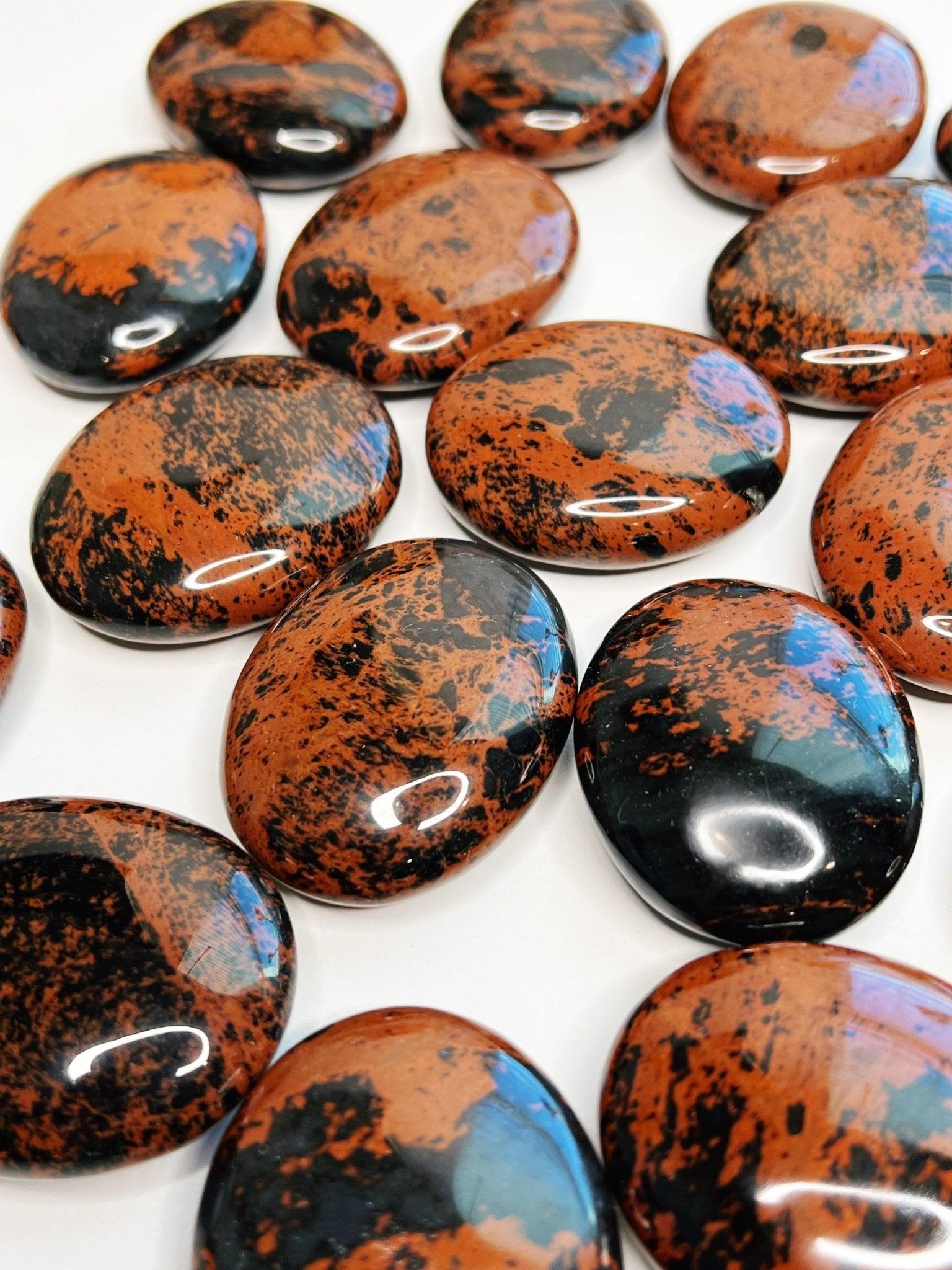 MAHOGANY OBSIDIAN PALM STONE - 33 bday, 444 sale, end of year sale, flash sale, holiday sale, mahogany obsidian, new year sale, obsidian, palm, palm stone, polished, protection gift bundle - The Mineral Maven