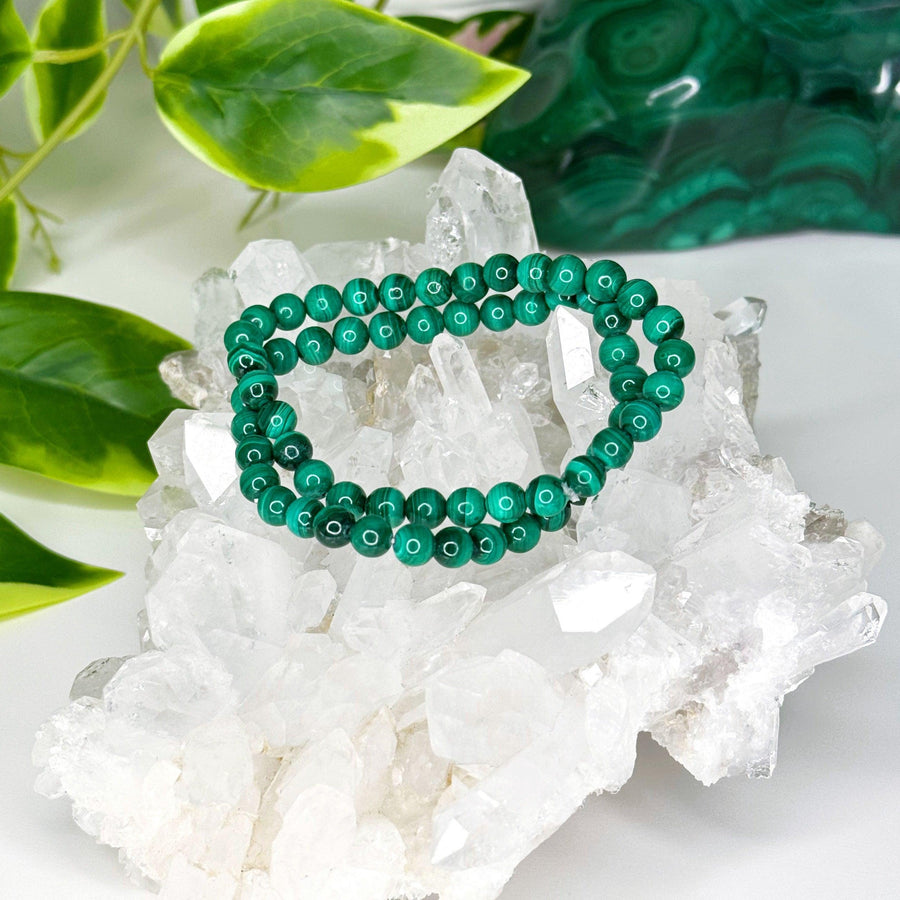 MALACHITE 6mm - HANDMADE CRYSTAL BRACELET - 6mm, bracelet, crystal bracelet, earth, green, handmade bracelet, jewelry, malachite, market bracelet, may day/beltane, recently added, sagittarius, sagittarius stack, scorpio, scorpio stack, springtime, summer solstice, taurus, taurus stack, vernal vibes, Wearable - The Mineral Maven