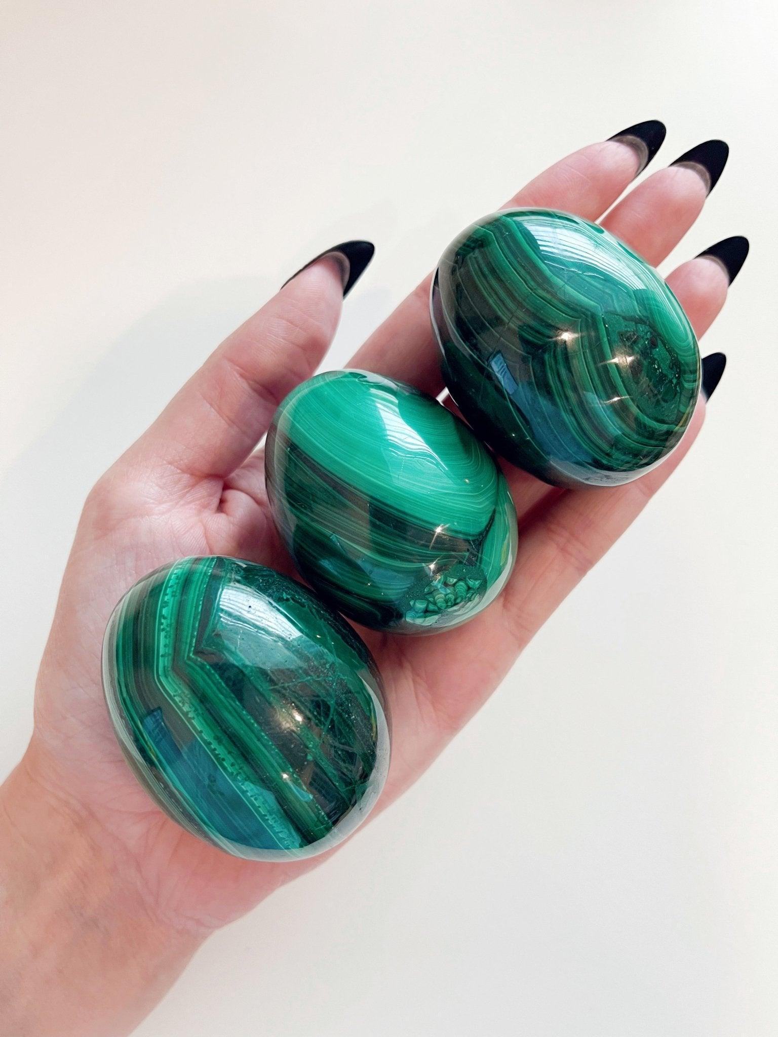 MALACHITE EGG - 33 bday, egg, flash sale, green, holiday sale, malachite, malachite egg, new year sale, polished stone, spring equinox, taurus, taurus season, transform gift bundle - The Mineral Maven