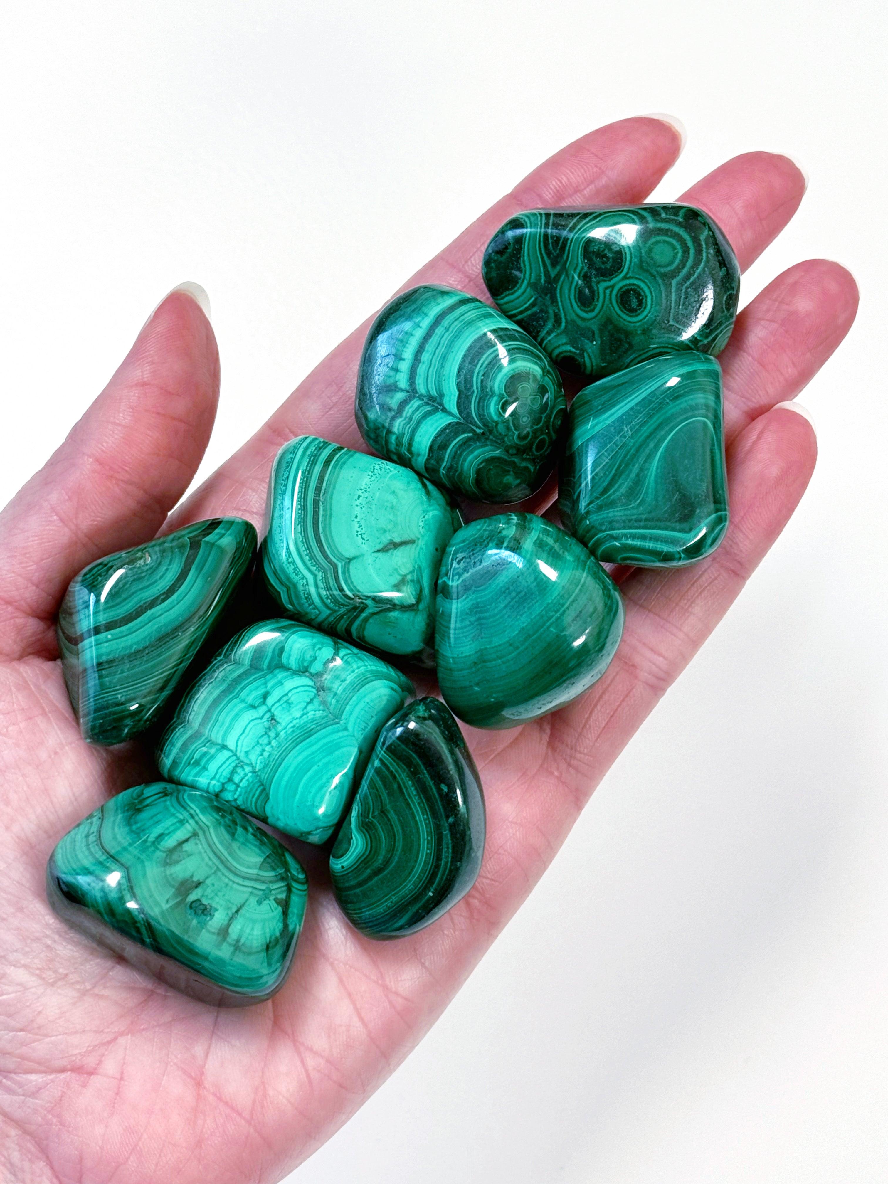 MALACHITE TUMBLE - Black Friday sale, malachite, pocket crystal, pocket crystals, pocket stone, spring things - The Mineral Maven