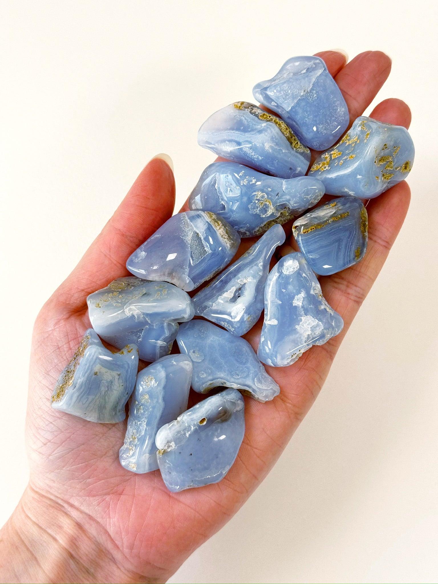 MALAWI BLUE LACE CHALCEDONY TUMBLE - Black Friday sale, blue chalcedony, blue lace agate, mercury rx, pocket crystal, pocket crystals, pocket stone - The Mineral Maven