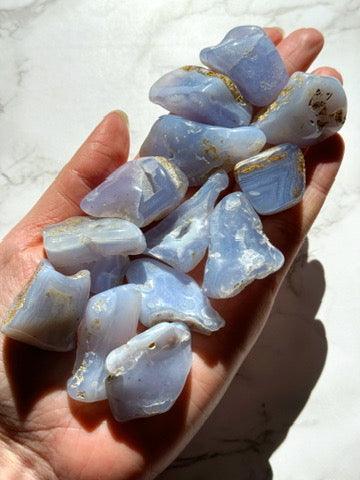 MALAWI BLUE LACE CHALCEDONY TUMBLE - Black Friday sale, blue chalcedony, blue lace agate, mercury rx, pocket crystal, pocket crystals, pocket stone - The Mineral Maven