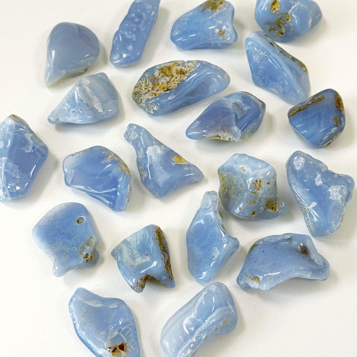 MALAWI BLUE LACE CHALCEDONY TUMBLE - blue chalcedony, blue lace agate, mercury rx, pocket crystal, pocket crystals, pocket stone, recently added - The Mineral Maven