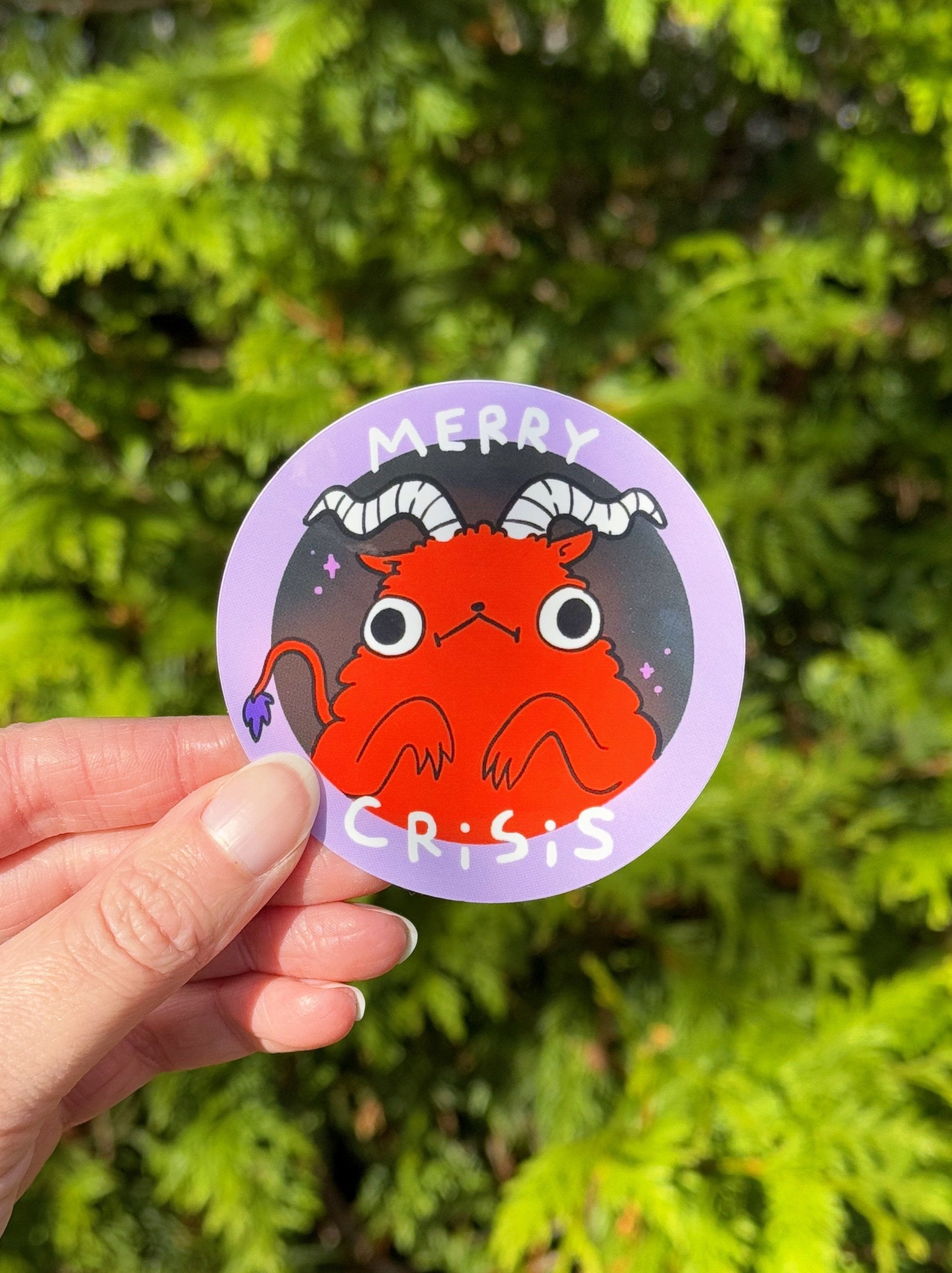 MERRY CRISIS KRAMPUS LOGO STICKERS - energy tool, krampus logo, krampusnacht, merch, sticker - The Mineral Maven