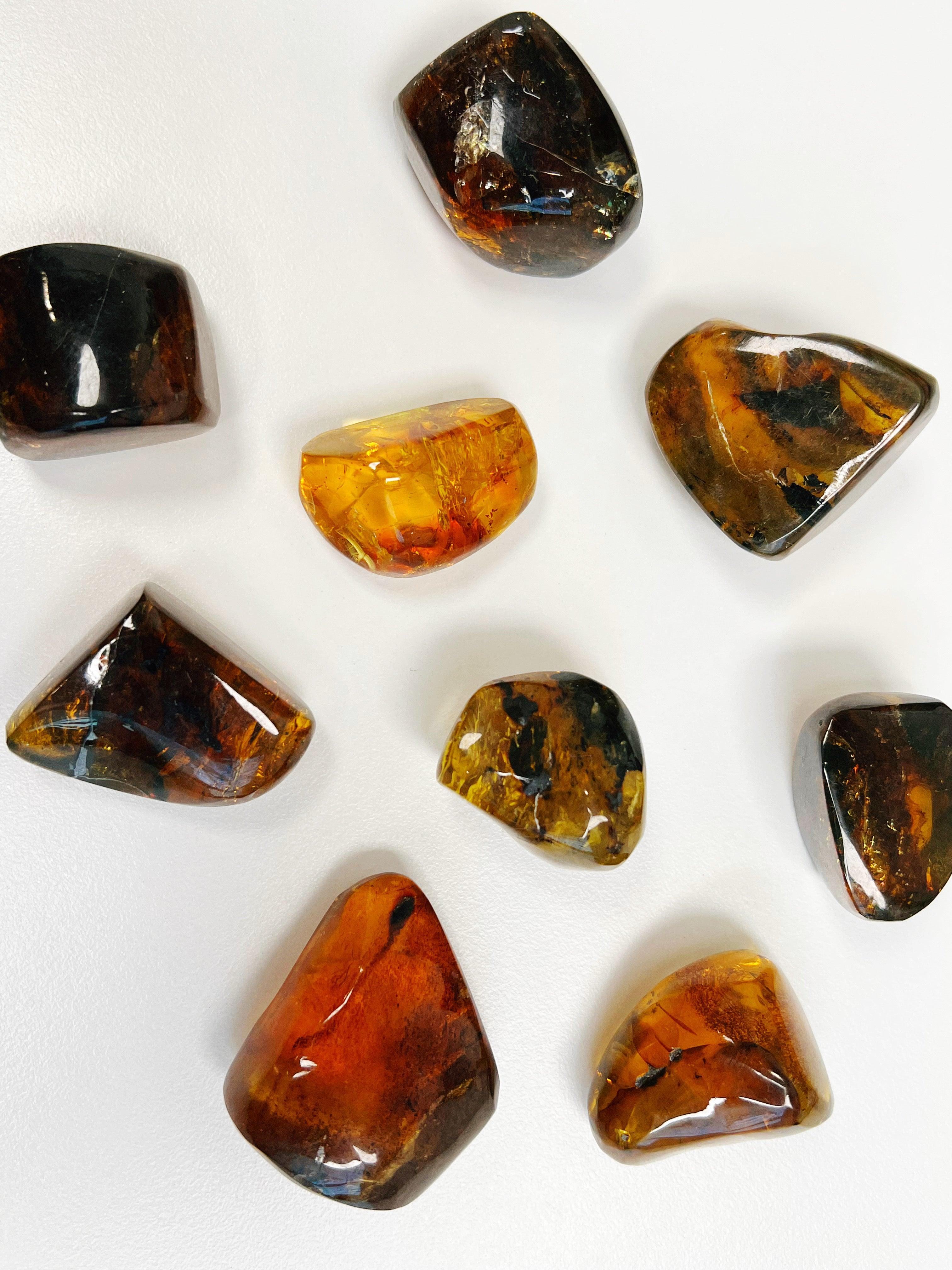 MEXICAN AMBER - 2025 vibes, 33 bday, amber, Black Friday sale, end of year sale, holiday sale, mexican amber, new year new crystals, pocket crystal, pocket stone, polished stone, transform gift bundle, tumble - The Mineral Maven