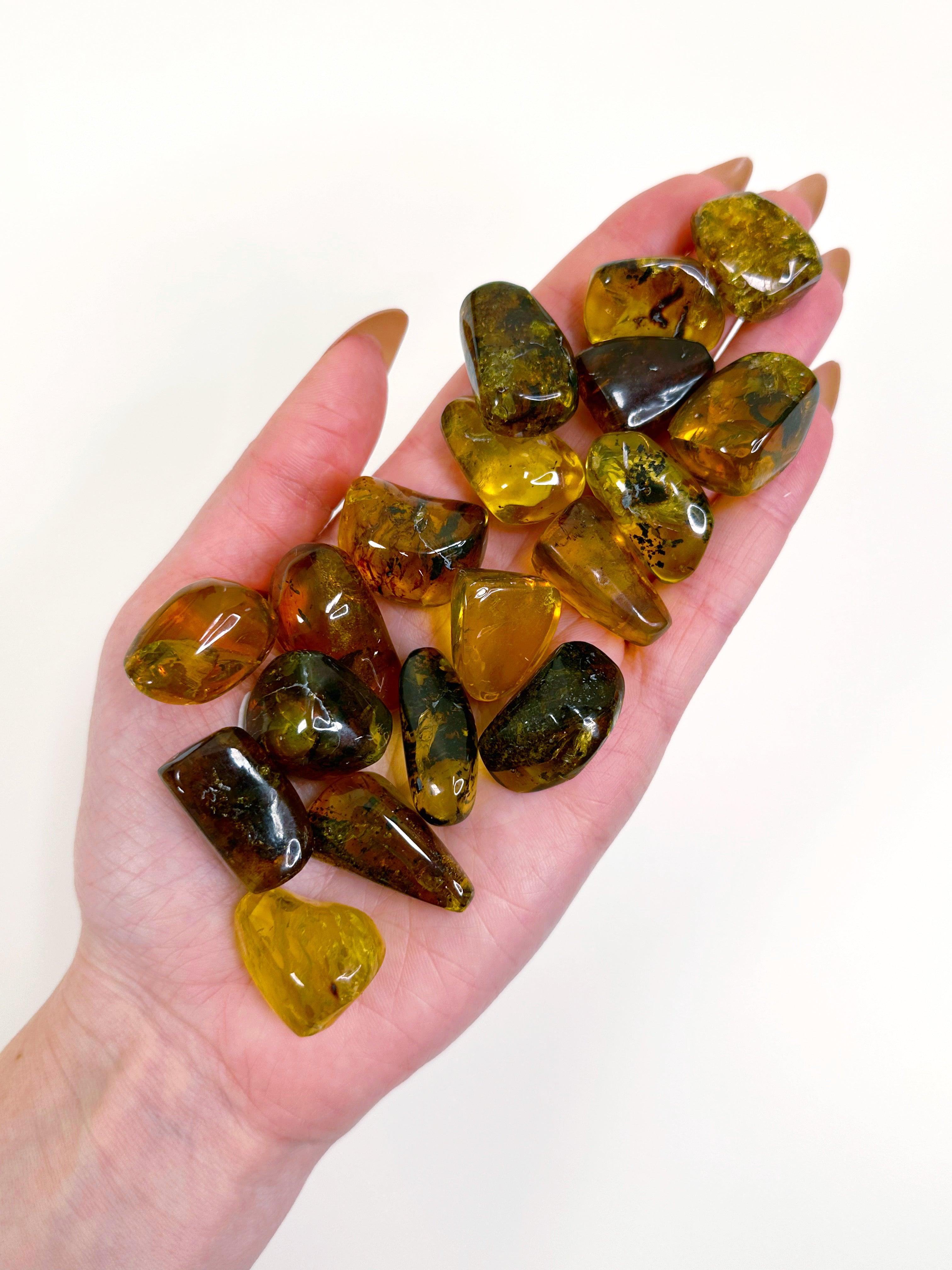 MEXICAN AMBER - 2025 vibes, 33 bday, amber, Black Friday sale, end of year sale, holiday sale, mexican amber, new year new crystals, pocket crystal, pocket stone, polished stone, transform gift bundle, tumble - The Mineral Maven