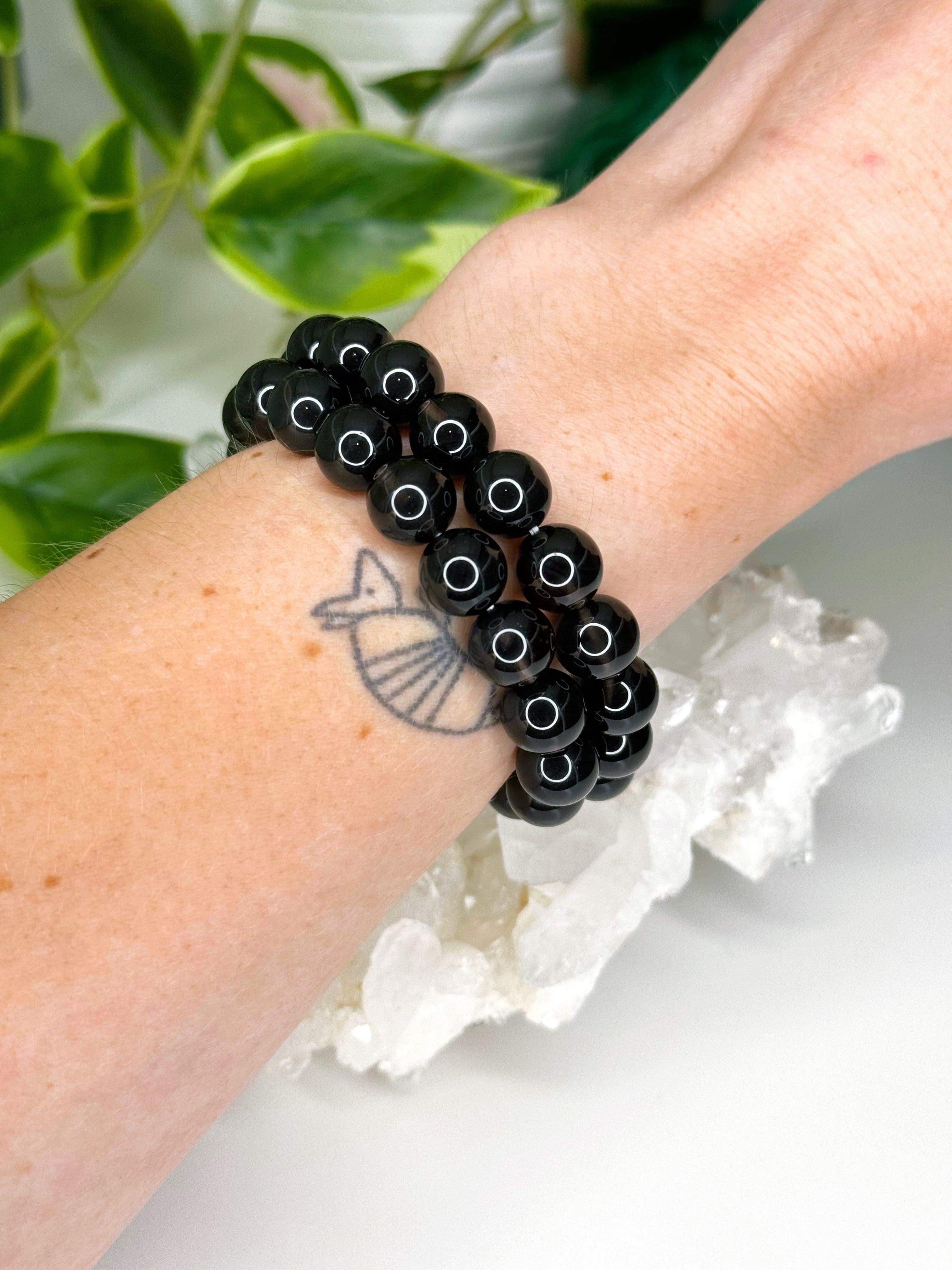 MIDNIGHT LACE OBSIDIAN 10mm - HANDMADE CRYSTAL BRACELET - 10 Dec Inventory, 10mm, black, black obsidian, bracelet, bracelet inventory check, crystal bracelet, earth, Friday the 13th, handmade bracelet, jewelry, June 2025 inventory check, lace obsidian, market bracelet, midnight lace obsidian, obsidian, sagittarius, scorpio, Wearable - The Mineral Maven
