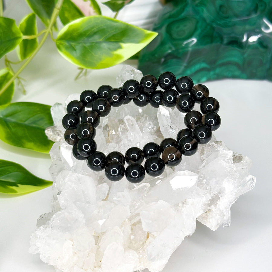MIDNIGHT LACE OBSIDIAN 10mm - HANDMADE CRYSTAL BRACELET - 10mm, black, black obsidian, bracelet, crystal bracelet, earth, Friday the 13th, handmade bracelet, jewelry, lace obsidian, market bracelet, midnight lace obsidian, obsidian, recently added, sagittarius, scorpio, Wearable - The Mineral Maven