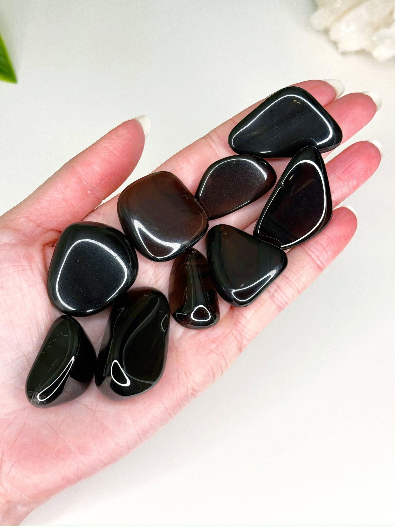 MIDNIGHT LACE OBSIDIAN TUMBLE - Black Friday sale, end of year sale, Friday the 13th, holiday sale, mercury rx, midnight lace obsidian, obsidian, pocket crystal, pocket stone, protection gift bundle, tumble - The Mineral Maven