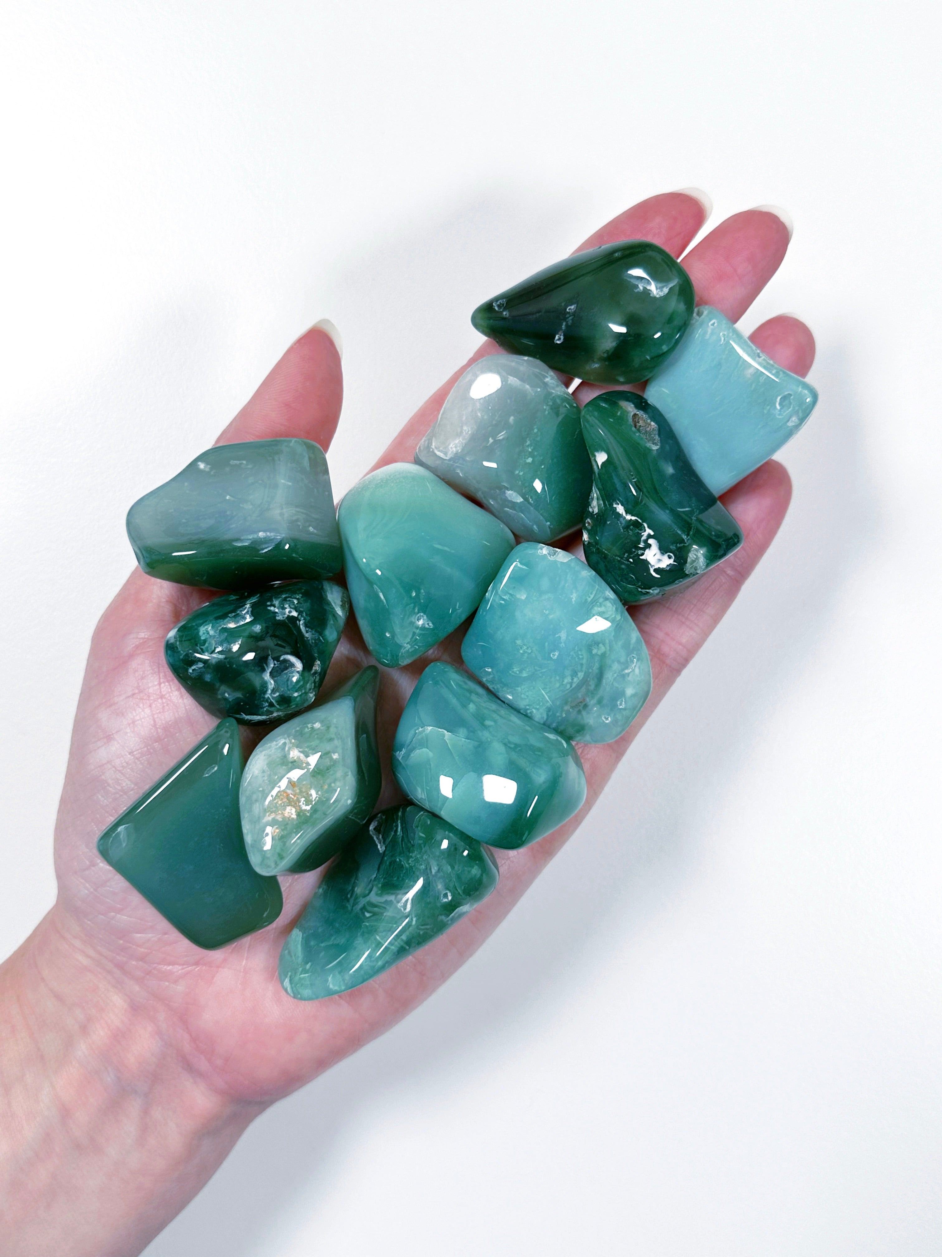 MTOROLITE (CHROME CHALCEDONY) TUMBLE - 33 bday, Black Friday sale, calm gift bundle, chrome chalcedony, emotional support, end of year sale, holiday sale, mtorolite, pocket crystal, pocket crystals, pocket stone, tumble, tumbled, tumbled stone, tumbles - The Mineral Maven