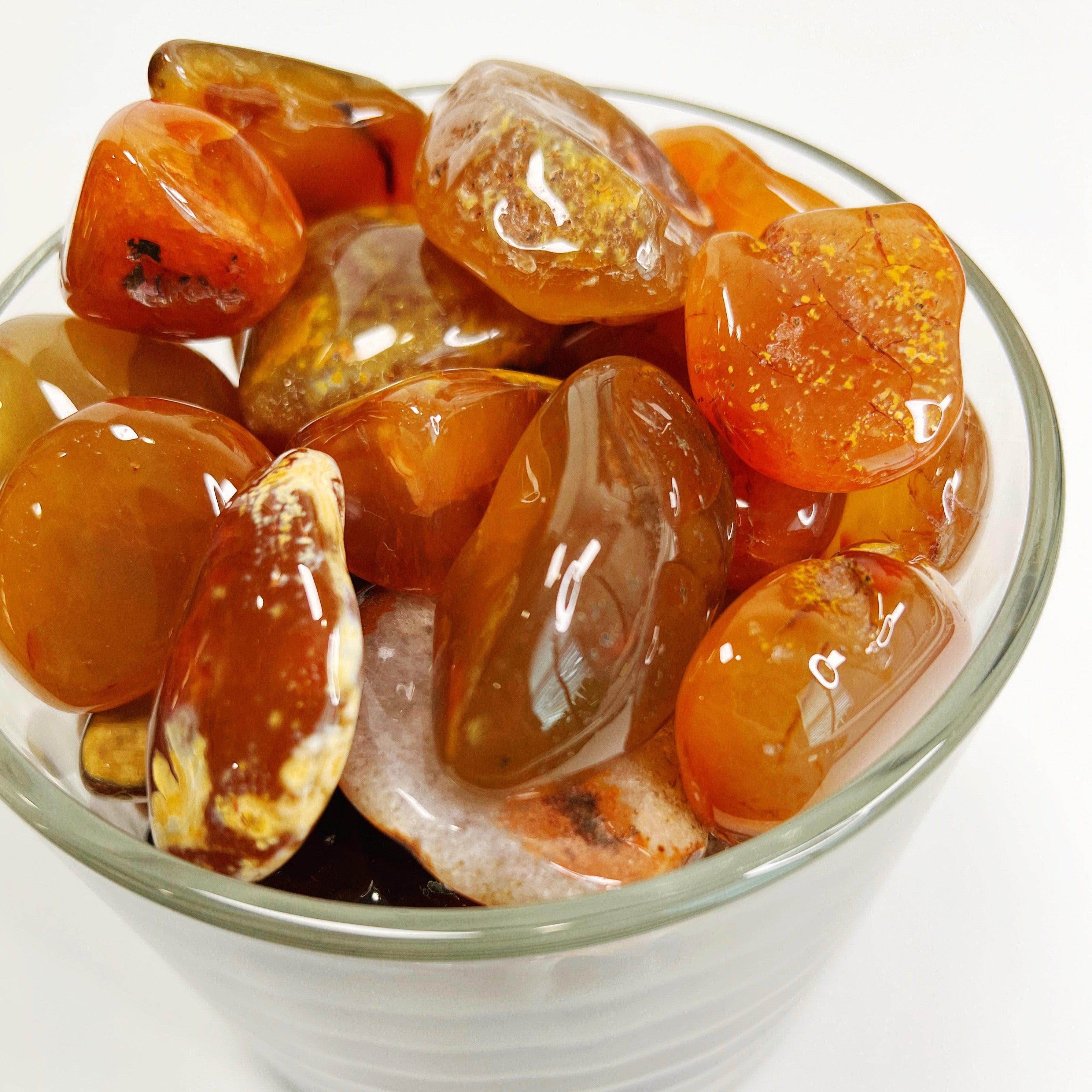 NATURAL CARNELIAN TUMBLE - 33 bday, Black Friday sale, career, carnelian, crystals for beginners, emotional support, end of year sale, fertility, holiday sale, joy gift bundle, Leo szn, natural carnelian, new year sale, pocket crystal, pocket stone, spring things, tumble, untreated carnelian - The Mineral Maven
