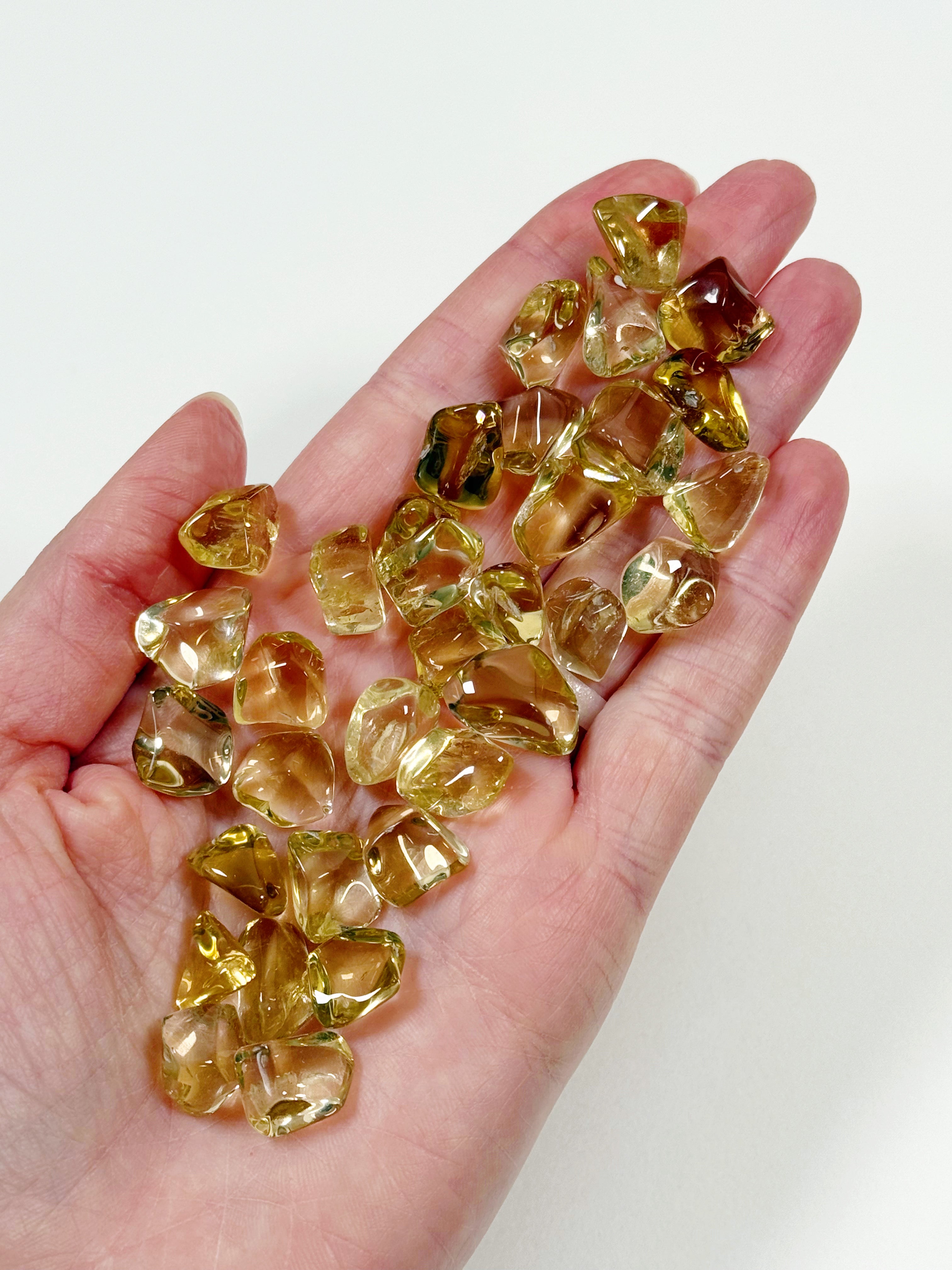 NATURAL CITRINE TUMBLE (HIGH QUALITY) - aries, citrine, natural, pocket crystal, summerween collection, tumble, tumbles, yellow - The Mineral Maven