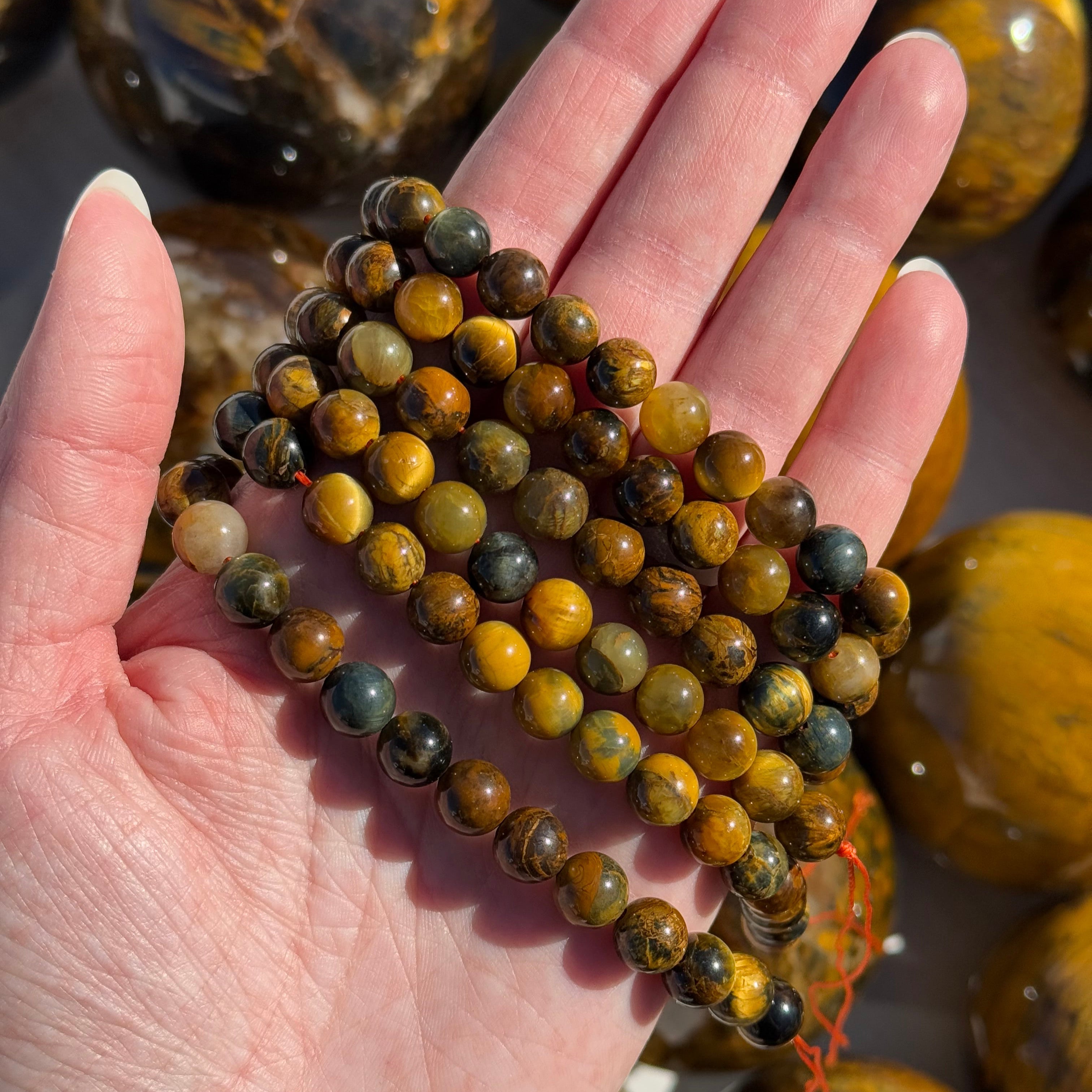 NELLITE 8mm - HANDMADE CRYSTAL BRACELET - 8mm, bracelet, bracelet inventory check, brown, crystal bracelet, crystals for beginners, handmade bracelet, jewelry, June 2025 inventory check, leo, market bracelet, nellite, pietersite, sagittarius, tigers eye, tucson mini drop, Wearable - The Mineral Maven