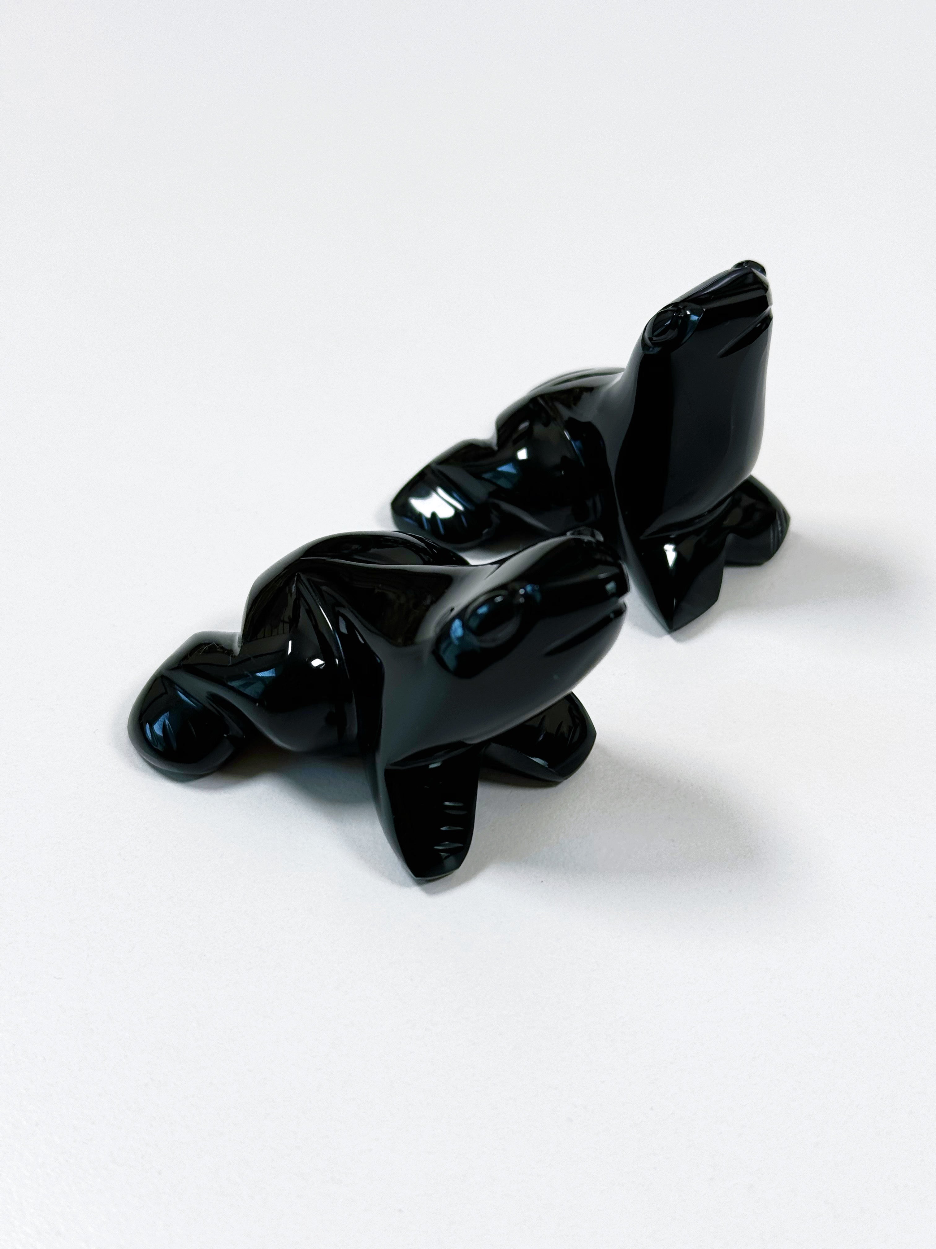 OBSIDIAN MEDIUM FROG - black obsidian, crystal critter, crystal frog, frog, medium frog, obsidian - The Mineral Maven