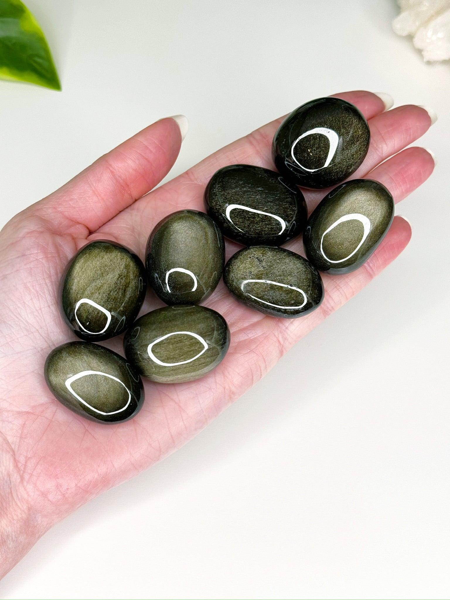 OBSIDIAN POCKET PEBBLE - Black Friday sale, black obsidian, emotional support, end of year sale, Friday the 13th, gold obsidian, gold sheen obsidian, grief gift bundle, holiday sale, mahogany obsidian, mercury rx, obsidian, palm stone, pebble, platinum obsidian, pocket crystal, pocket stone, protection gift bundle, rainbow obsidian, silver sheen obsidian, spiderweb obsidian, tumble, tumbled, tumbled stone, velvet obsidian - The Mineral Maven