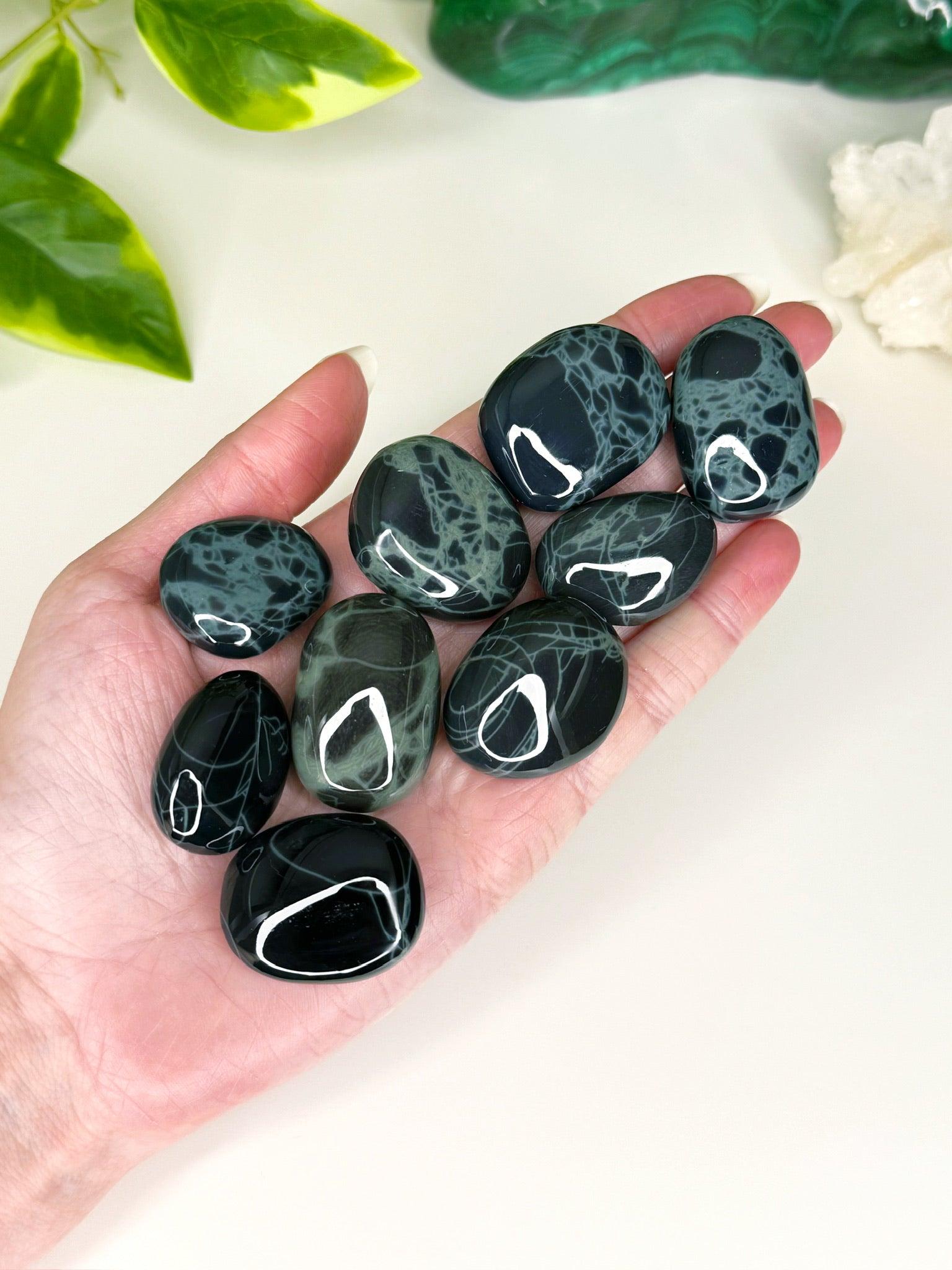 OBSIDIAN POCKET PEBBLE - Black Friday sale, black obsidian, emotional support, end of year sale, Friday the 13th, gold obsidian, gold sheen obsidian, grief gift bundle, holiday sale, mahogany obsidian, mercury rx, obsidian, palm stone, pebble, platinum obsidian, pocket crystal, pocket stone, protection gift bundle, rainbow obsidian, silver sheen obsidian, spiderweb obsidian, tumble, tumbled, tumbled stone, velvet obsidian - The Mineral Maven