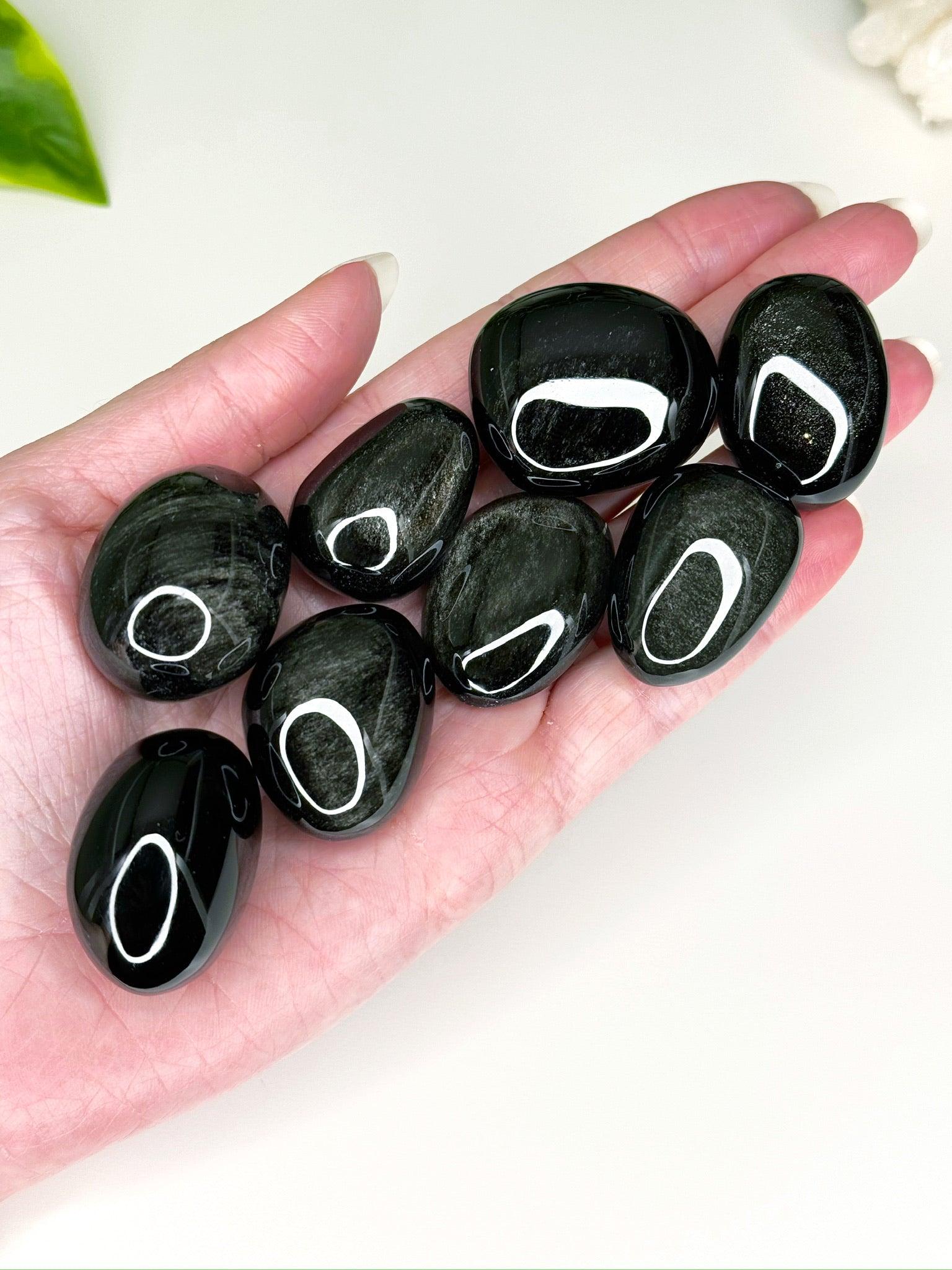 OBSIDIAN POCKET PEBBLE - Black Friday sale, black obsidian, emotional support, end of year sale, Friday the 13th, gold obsidian, gold sheen obsidian, grief gift bundle, holiday sale, mahogany obsidian, mercury rx, obsidian, palm stone, pebble, platinum obsidian, pocket crystal, pocket stone, protection gift bundle, rainbow obsidian, silver sheen obsidian, spiderweb obsidian, tumble, tumbled, tumbled stone, velvet obsidian - The Mineral Maven