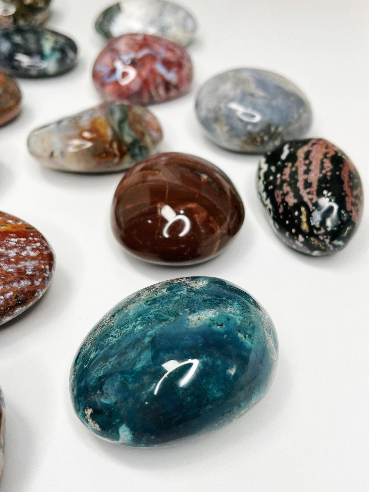 OCEAN JASPER PALM STONE - 33 bday, 444 sale, Black Friday sale, emotional support, end of year sale, holiday sale, new year sale, ocean jasper, palm, palm stone, palmstone, polished, spring equinox - The Mineral Maven
