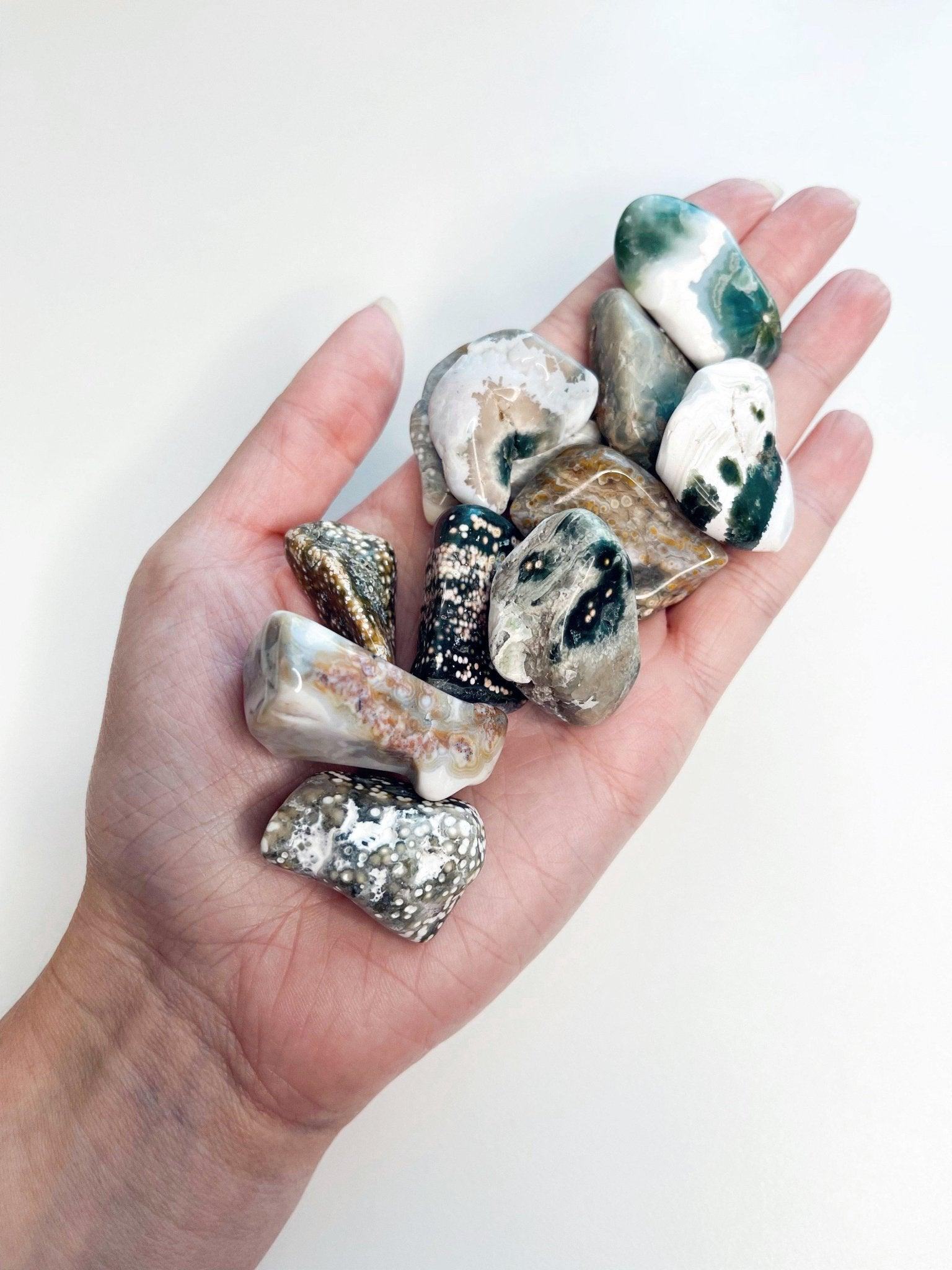 OCEAN JASPER TUMBLE - 33 bday, Black Friday sale, bulk, cancer season, emotional support, end of year sale, flash sale, holiday sale, jasper, new year sale, ocean jasper, pocket crystal, spring equinox, tumble, tumbled, tumbles - The Mineral Maven