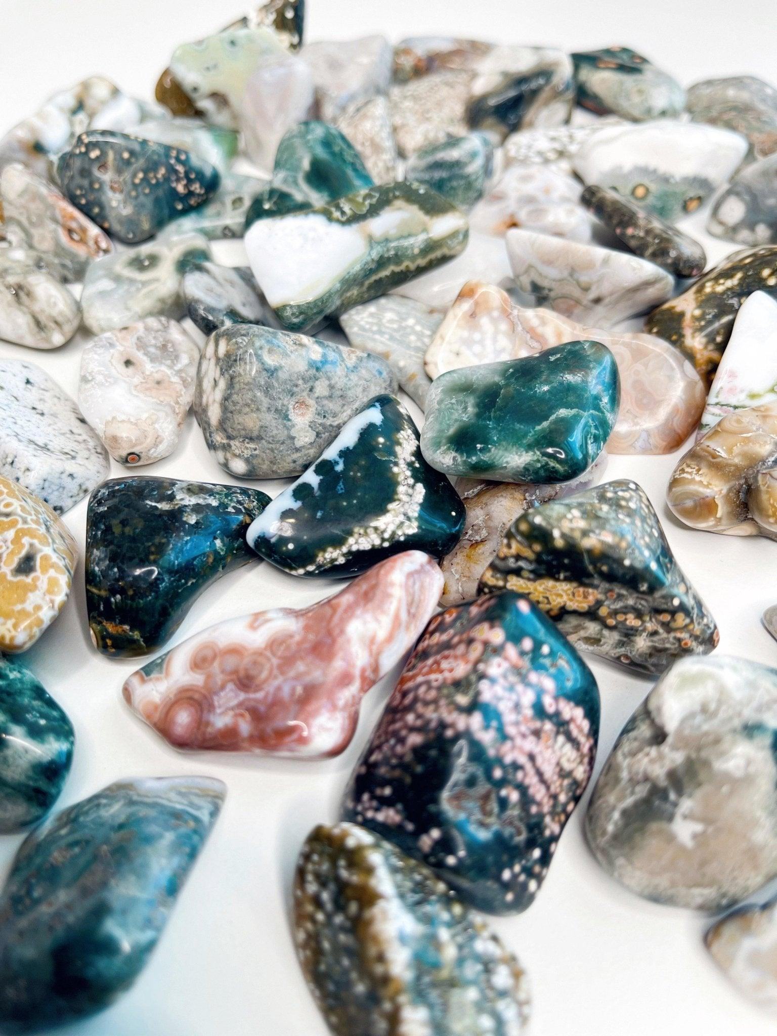 OCEAN JASPER TUMBLE - 33 bday, Black Friday sale, bulk, cancer season, emotional support, end of year sale, flash sale, holiday sale, jasper, new year sale, ocean jasper, pocket crystal, spring equinox, tumble, tumbled, tumbles - The Mineral Maven
