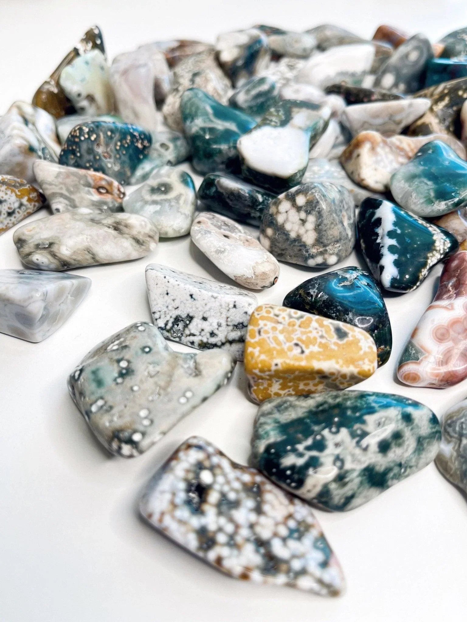 OCEAN JASPER TUMBLE - 33 bday, Black Friday sale, bulk, cancer season, emotional support, end of year sale, flash sale, holiday sale, jasper, new year sale, ocean jasper, pocket crystal, spring equinox, tumble, tumbled, tumbles - The Mineral Maven