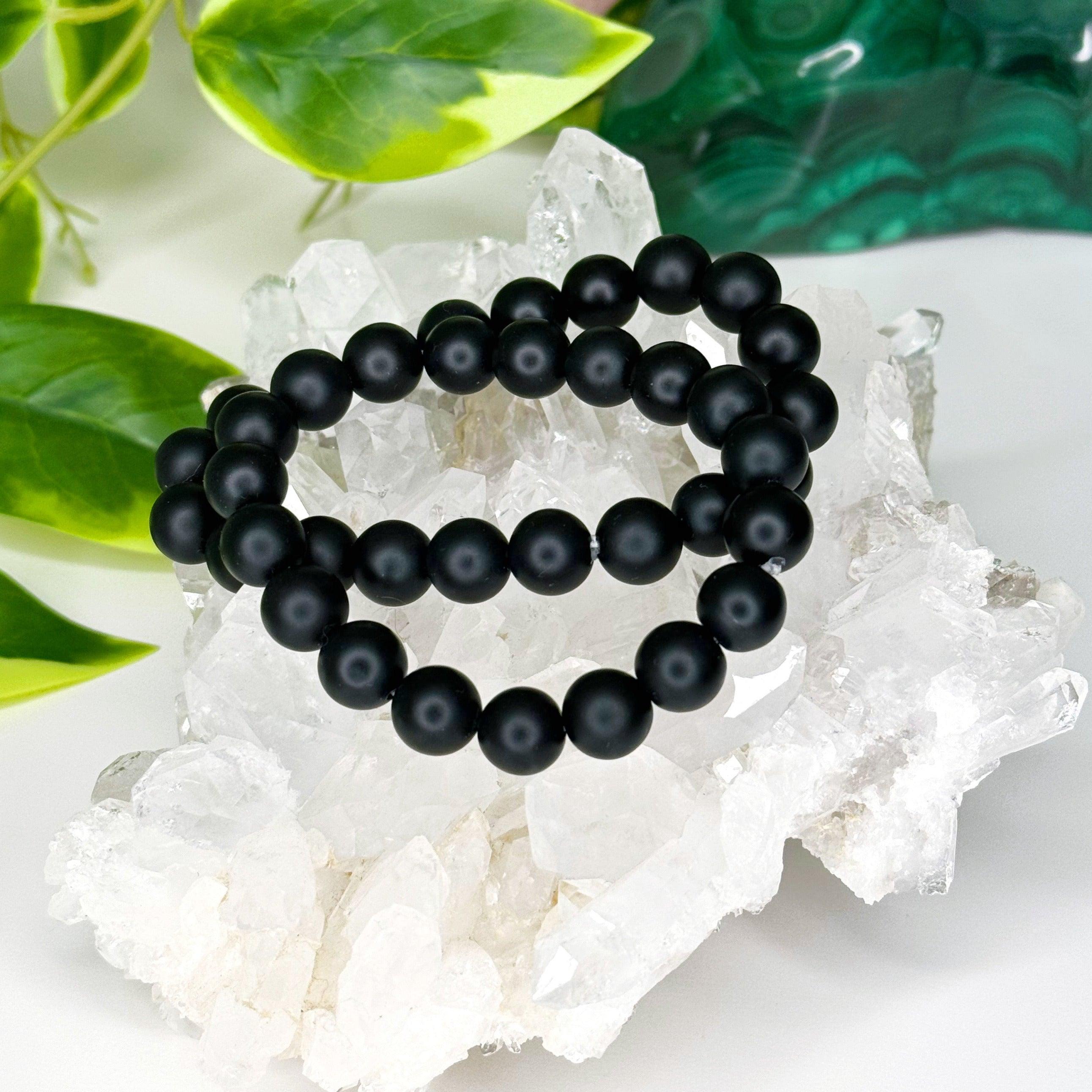 ONYX (MATTE) 10mm - HANDMADE CRYSTAL BRACELET - 10 Dec Inventory, 10mm, black, black onyx, bracelet, bracelet inventory check, crystal bracelet, earth, focus gift bundle, handmade bracelet, jewelry, June 2025 inventory check, Leo, market bracelet, onyx, Scorpio Season, Wearable - The Mineral Maven